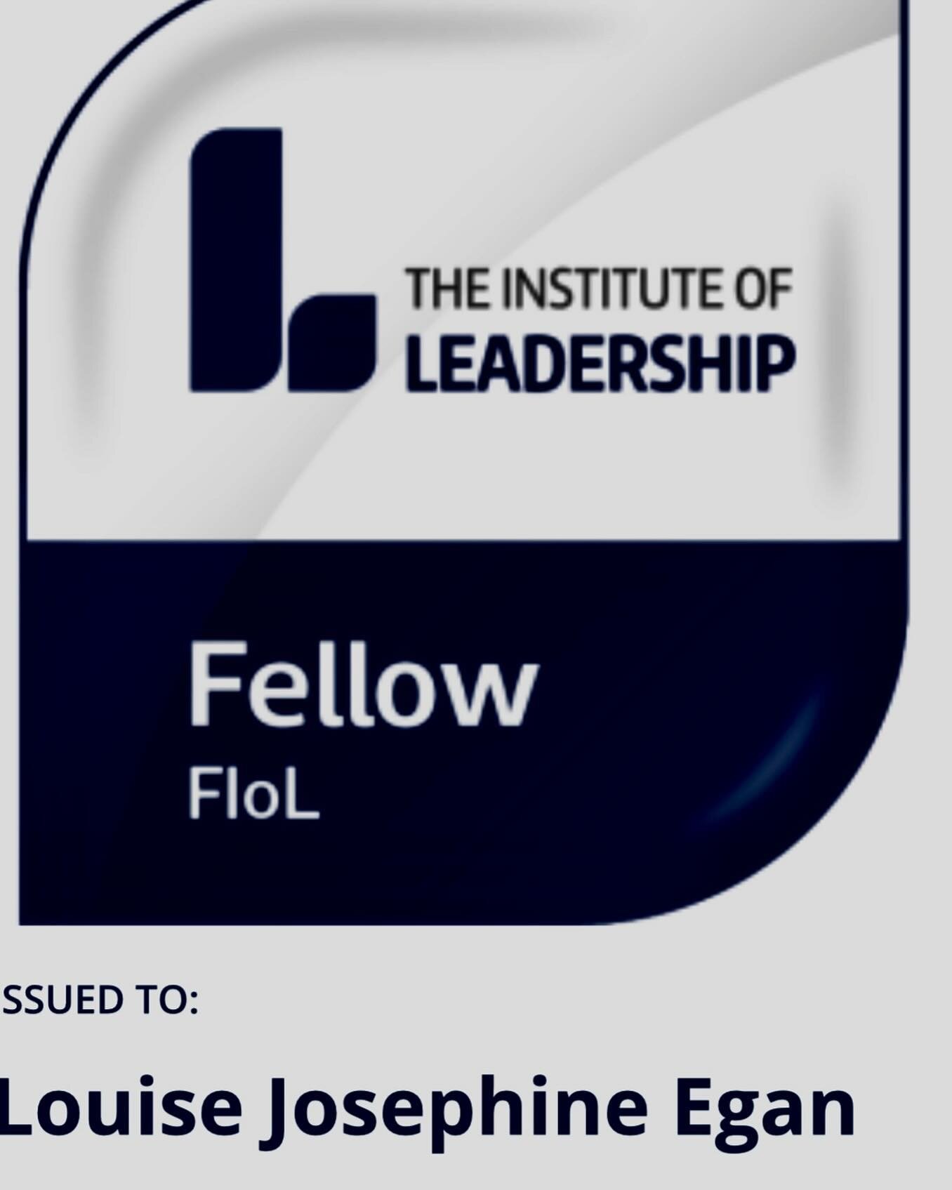 Proud to be a Fellow of the Institute of Leadership. Always so much more to know and understand about what Leadership means. I&rsquo;m also delighted to be recognised by IoL as a Senior Coaching and Mentoring Practitioner having gained their Level 7 