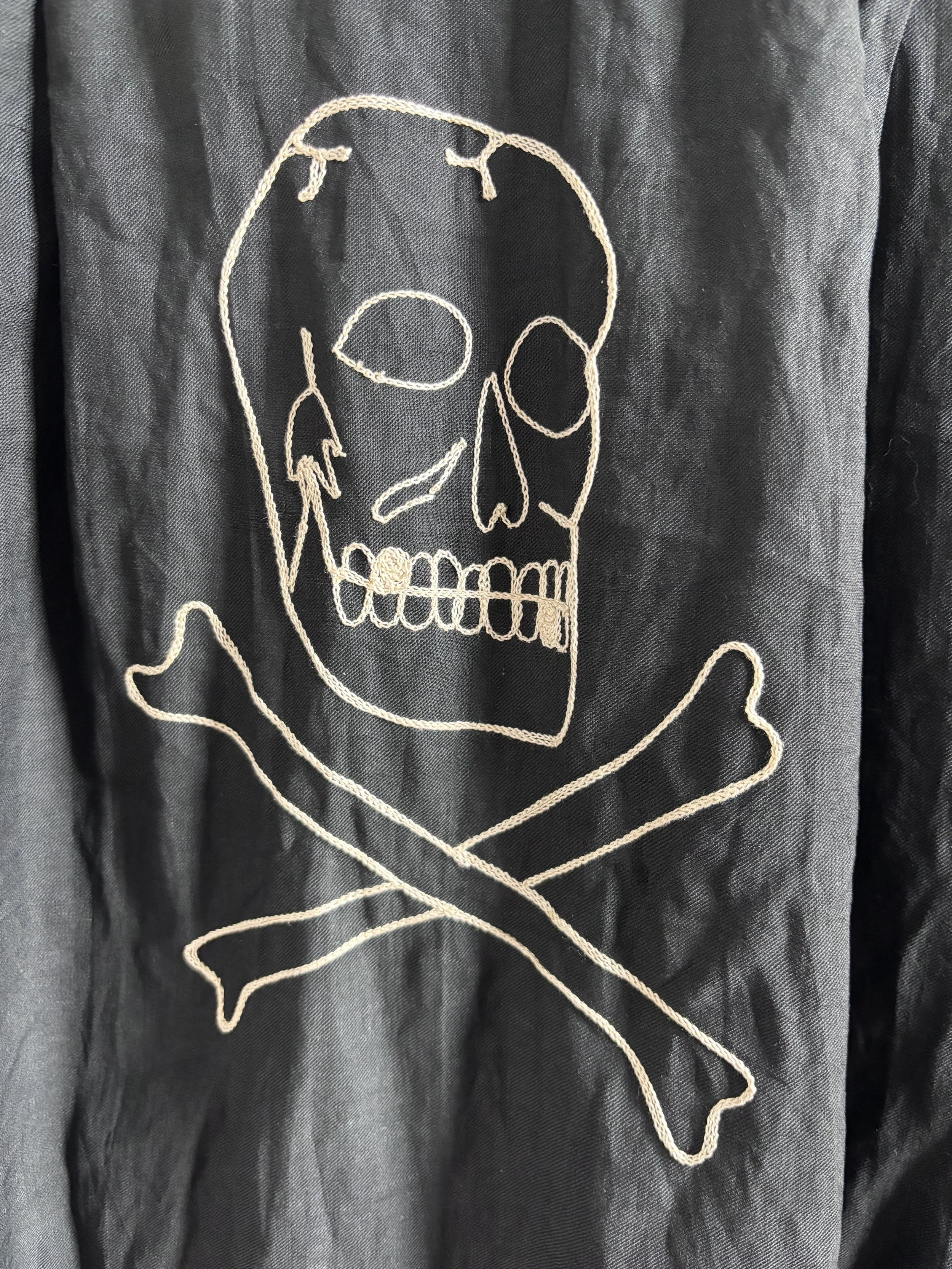 1920's Odd Fellows Robe with Embroidered Memento Mori Skull and Bones.