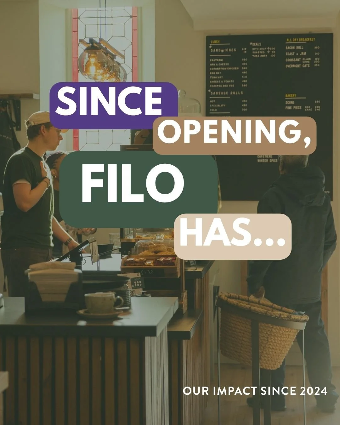 to celebrate two years of filo, we wanted to share some stats and a beautiful story of how people find community in our little coffee shop on John St 

thank you to everyone who has bought coffee, stayed for a chat, held a meeting, had a study sessio