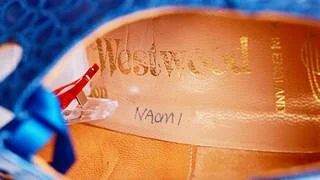 naomi vivienne westwood heels with her name inside