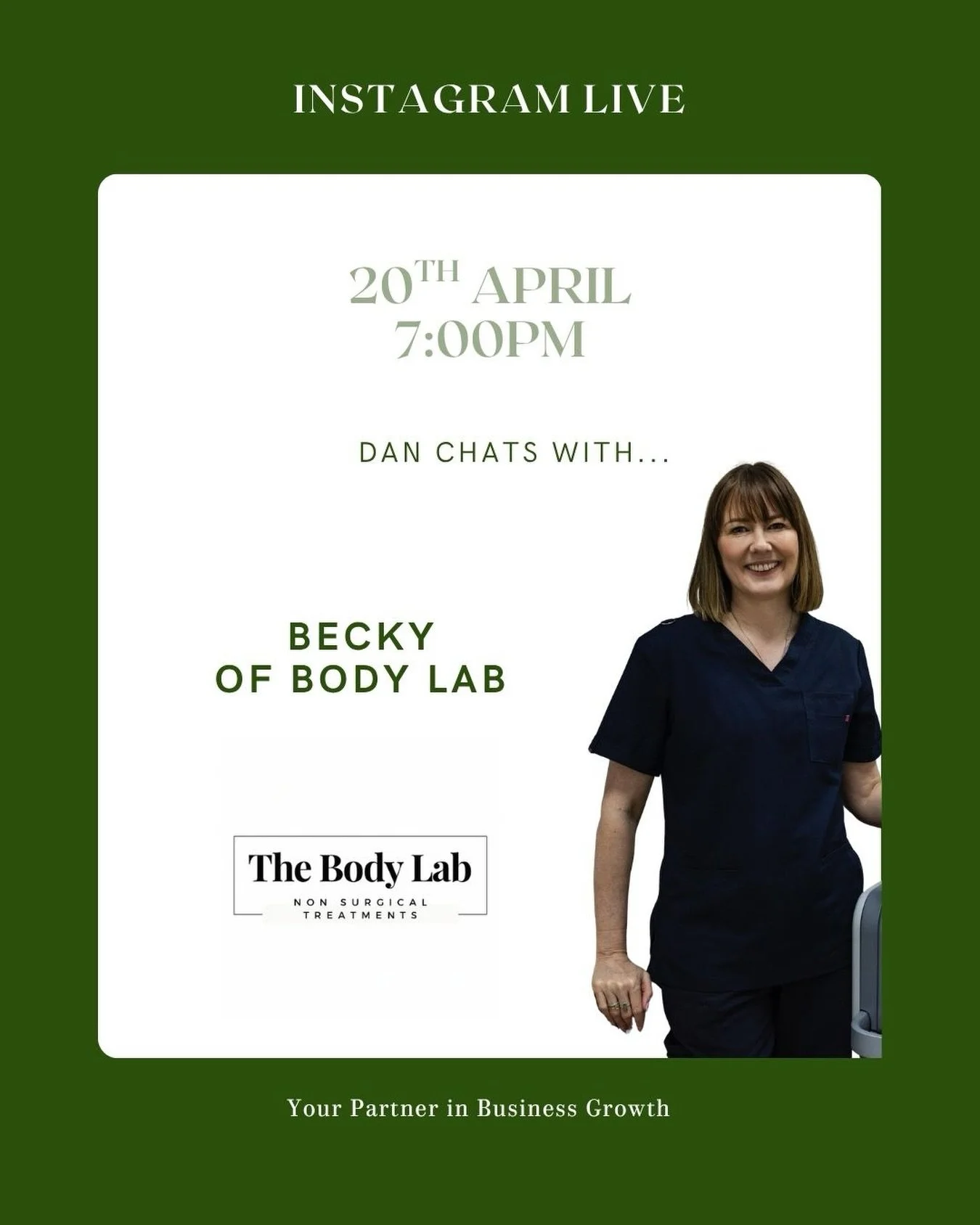 I&rsquo;m super excited to be chatting With Becky, owner/founder of @thebodylabwiltshire this evening. Tune in to learn all about her fantastic business journey.