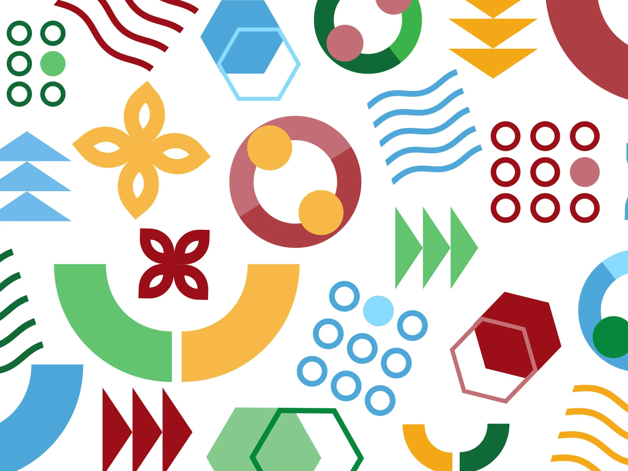 Composizione di forme geometriche colorate del progetto RESMYLE.