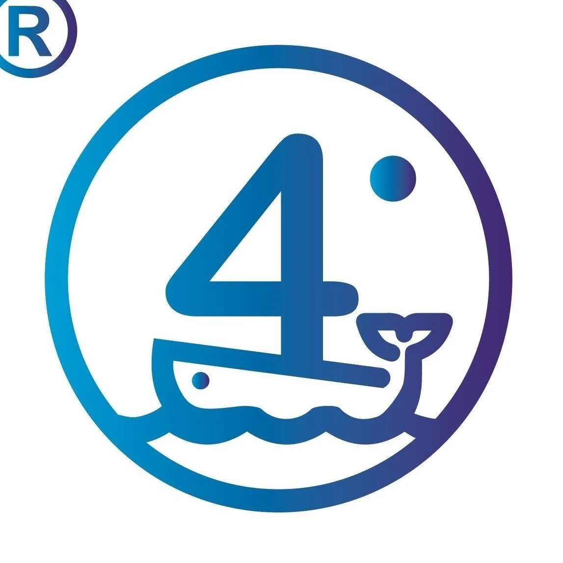 Logo del progetto FIT4BLUE con il numero quattro e una coda di balena.