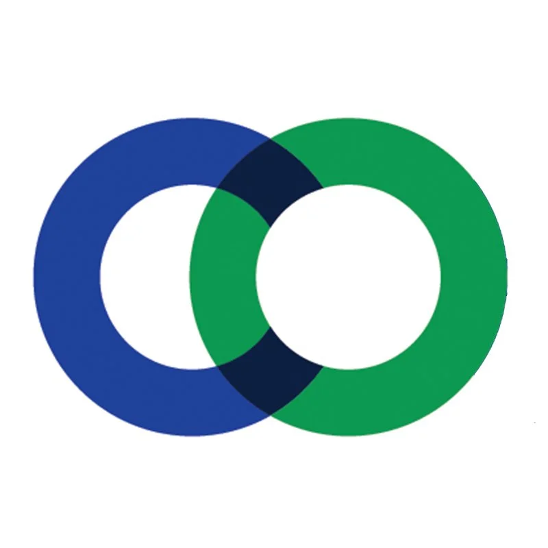 Due cerchi intrecciati, blu e verde, simbolo del progetto COCCODÉ.