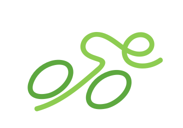 Simbolo di un ciclista verde per il progetto INTENSE e la ciclopista tirrenica.