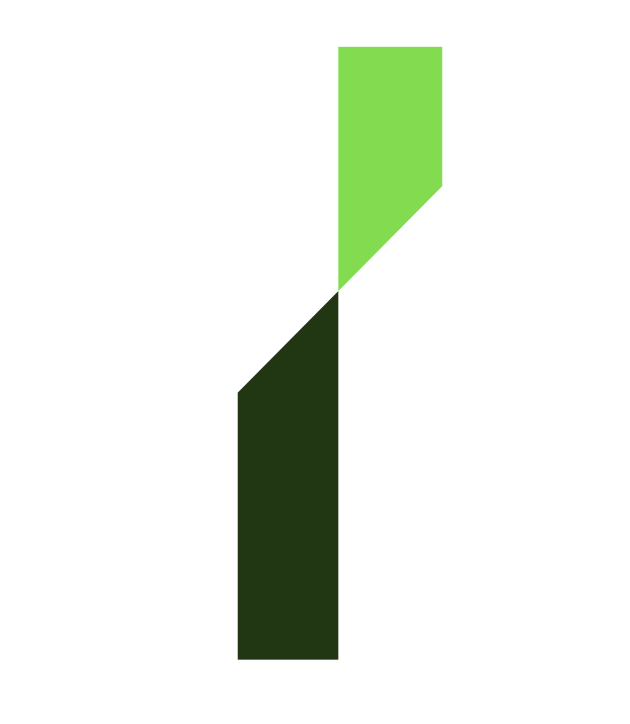 Simbolo del progetto INVECE in due tonalità di verde.