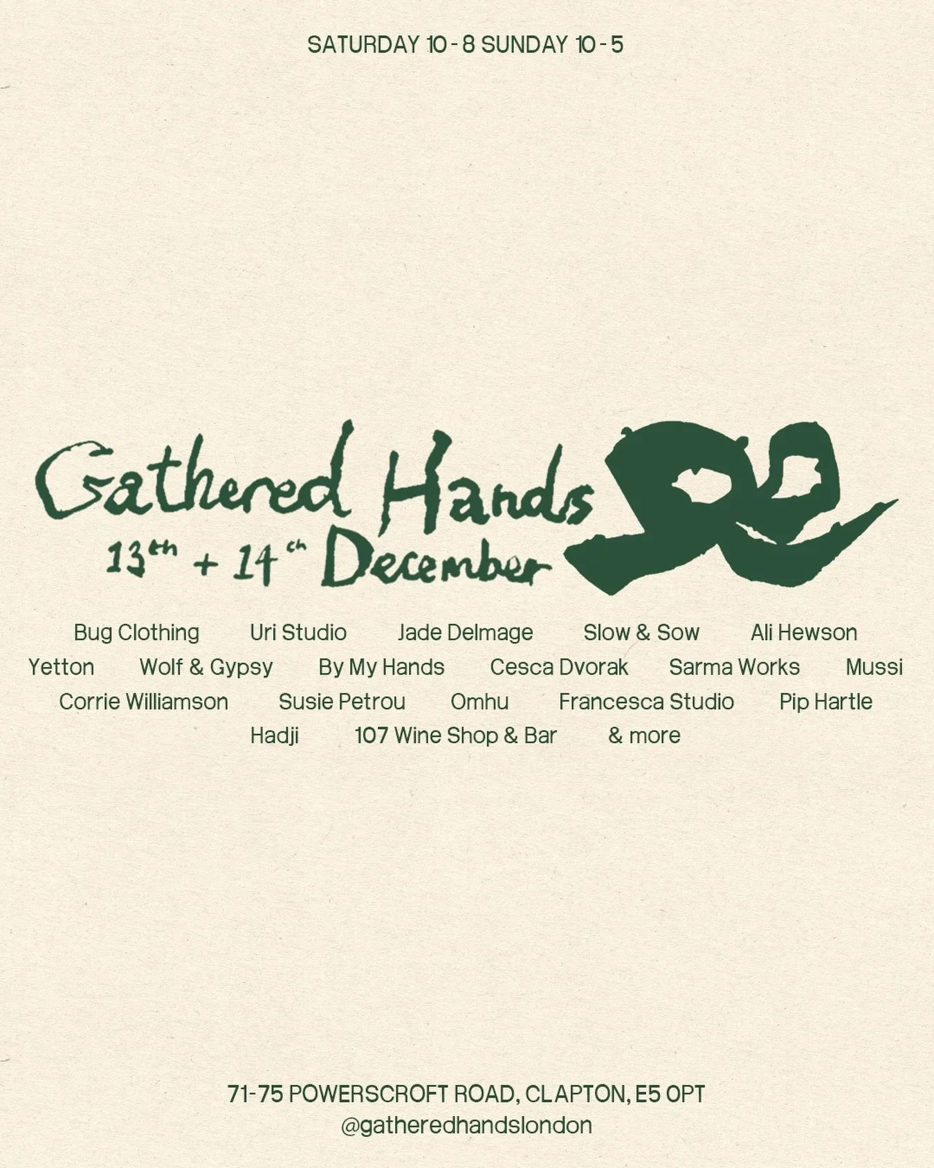 GATHERED HANDS. 

Our first market with Gathered Hands and all the wonderful sellers is fast approaching. 

Saturday 13th and Sunday 14th December. 

I am working day and night to make enough inventory for trying on and purchasing on the day. We also