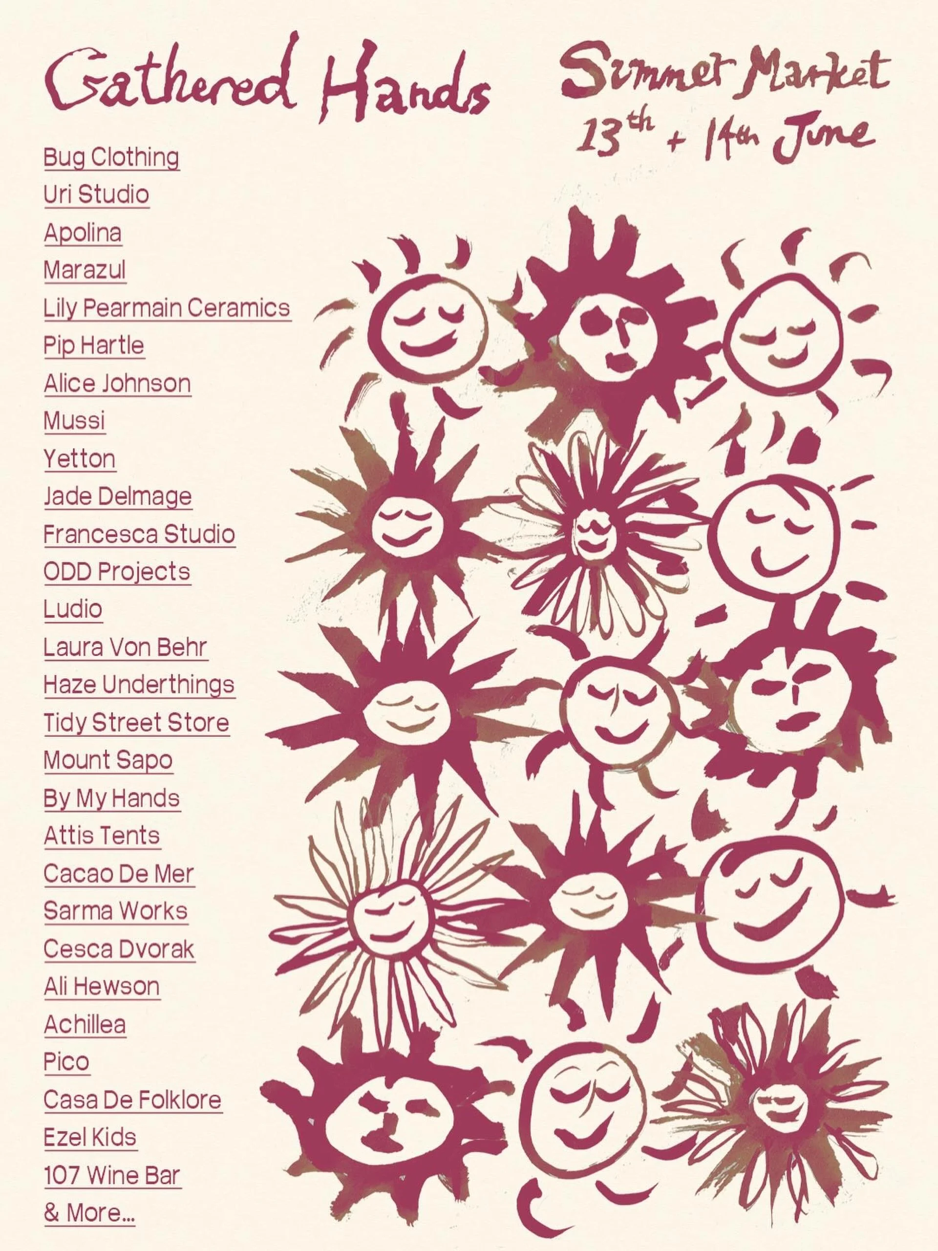 GATHERED HANDS SUMMER MARKET 🌞

We are delighted to say will be joining a huge bunch of wonderful designer makers for this Summers Gathered Hands market. 

We joined last December and had a blast, met so many great people and we can&rsquo;t wait to 