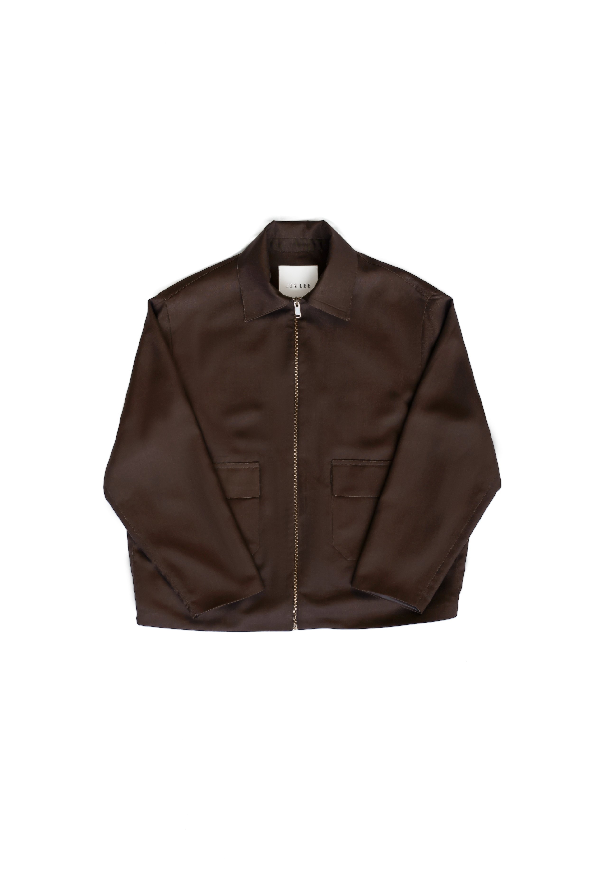 DARK BROWN CASHMERE WOOL ZIP UP JACKET