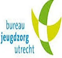 Logo van bureau jeugdzorg Utrecht met groene en blauwe elementen.