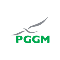 Illustratie van een zeearend die zweeft boven de letters 'PGGM' in groen.