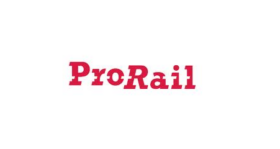 ProRail logo in rood tekst op witte achtergrond.