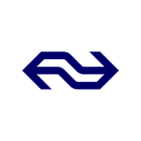 Logo van de Nederlandse Spoorwegen met een blauwe en zwarte kleur.