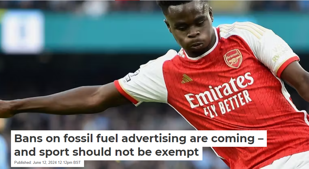 Ban fossil fuel advertising in sports?