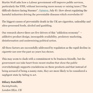 FT Publishes My Letter on Public Health Crisis