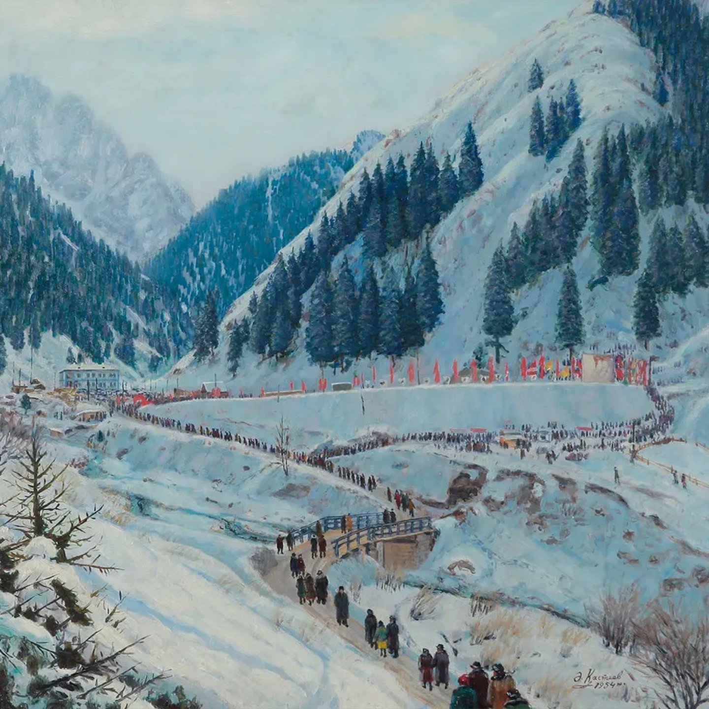 Medeo Ice Rink, the highest in the world, in the mountains above Almaty, Kazakhstan. In the 1970s they built a modernist stadium around the ice rink, but it is still open air and a beautiful place to skate. From here it's just a hop, skip and a jump 