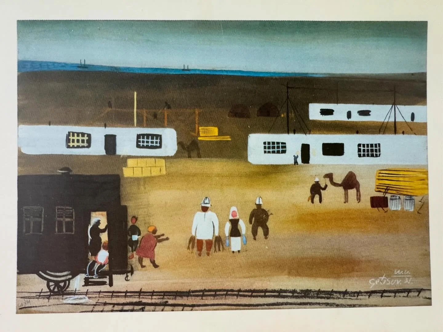 The Aral Sea Station by Viktor Ufimtsev, 1931. Trained in Russia and attracted, like so many other painters, to Central Asia for its light and colours. I love this postcard so much that for 25 years since buying it at the Nukus Museum in Karakalpakst