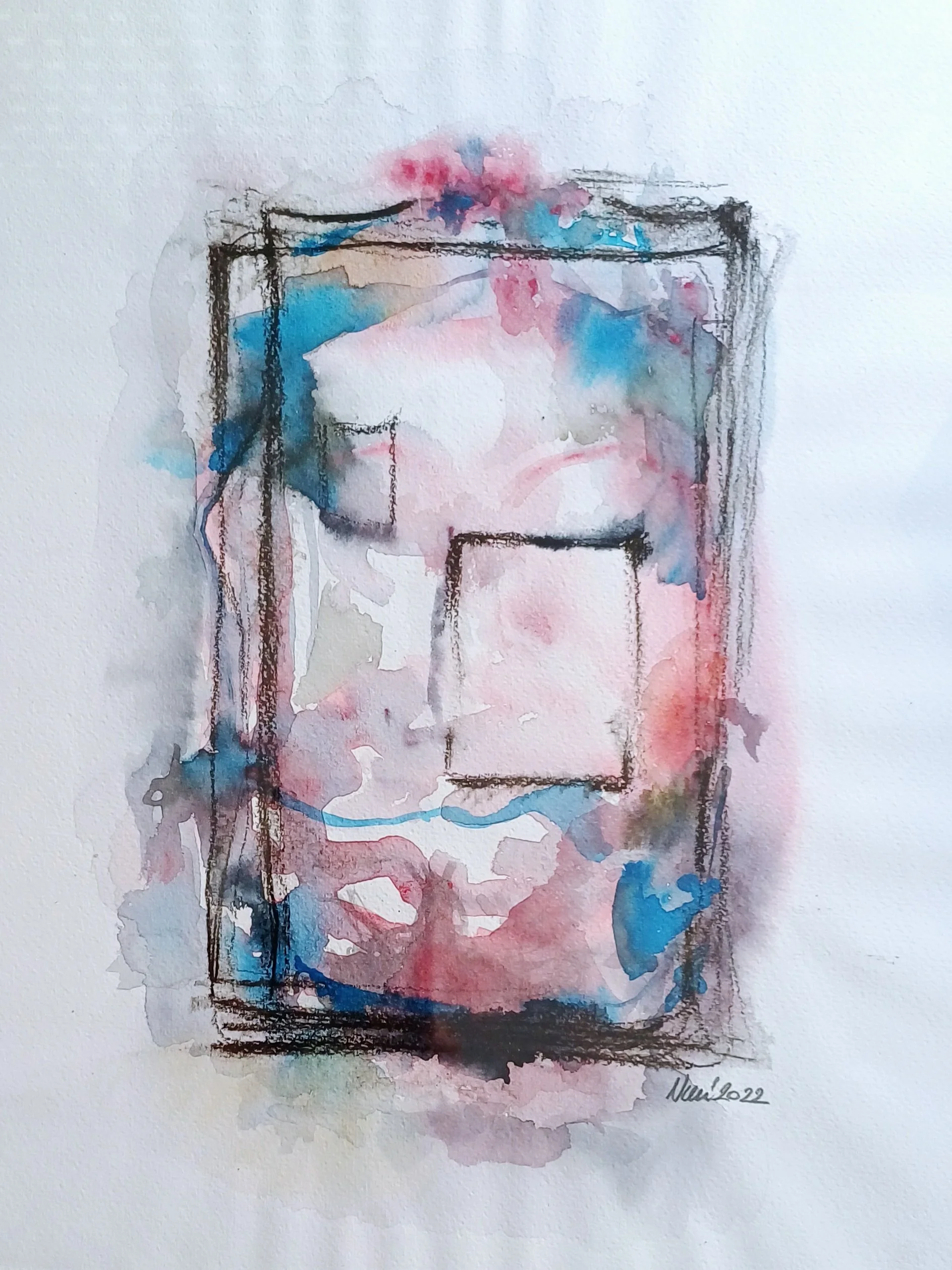 Mirror and Memories   -  A/3 ink and watercolor on paper