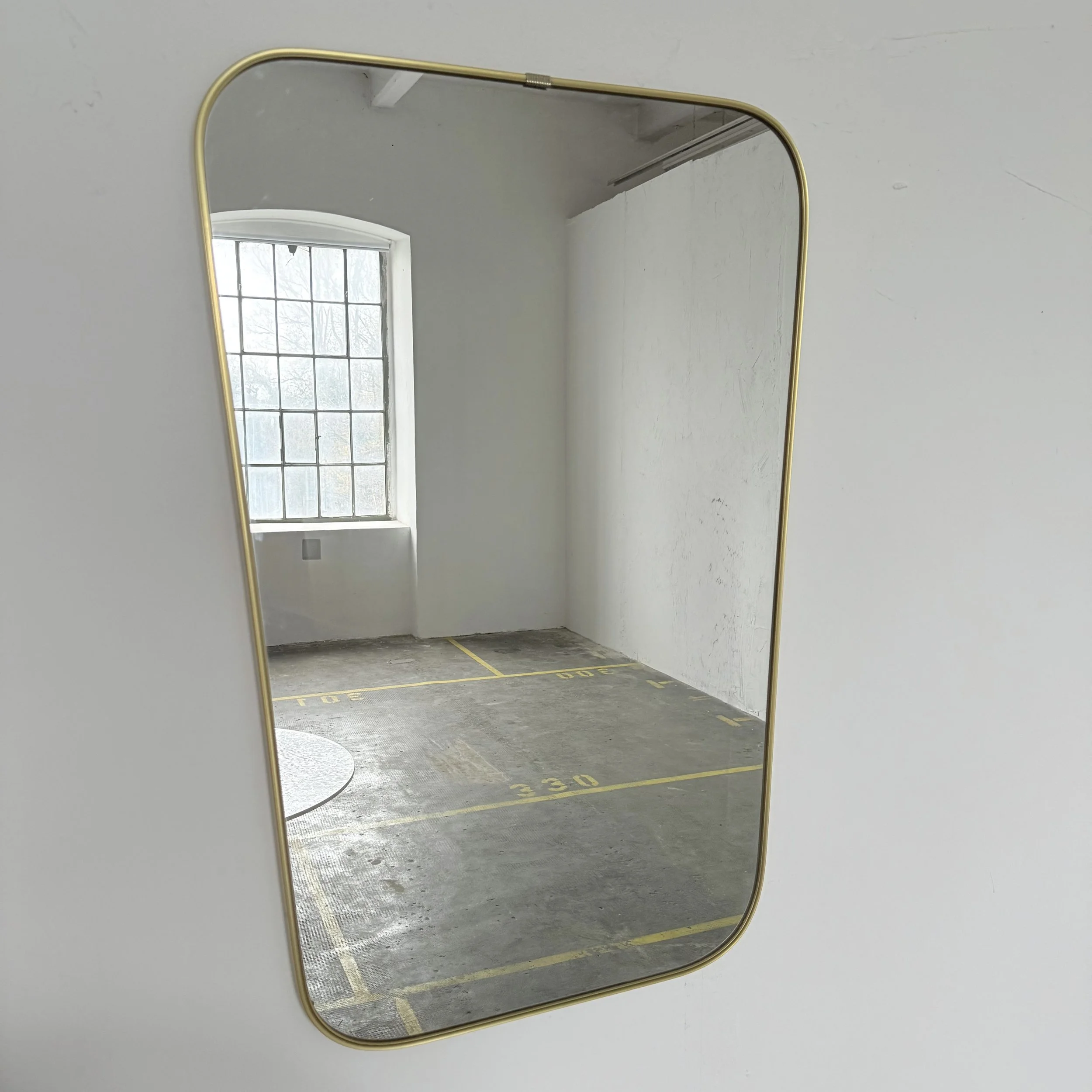 Large Mid Century Brass Mirror, 1950s