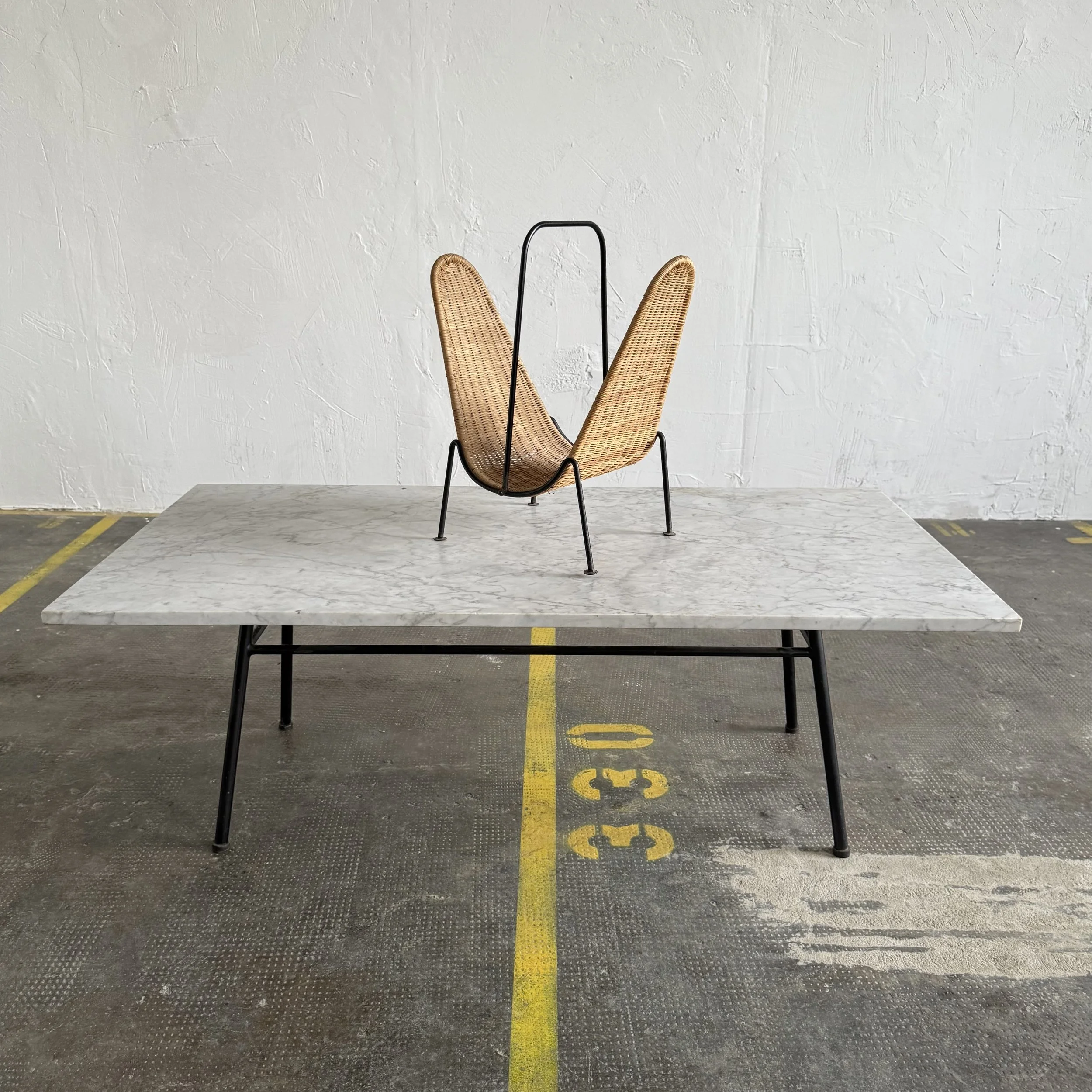 Carl Auböck Wicker Magazine Rack, Austria 1950s