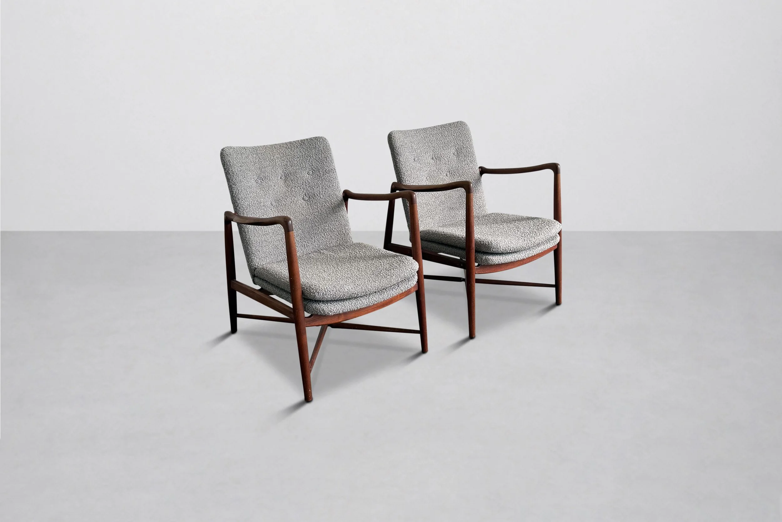 Pair of Rare Finn Juhl Model B059 Fireplace / Easy Chairs designed 1946 for Bovirke
