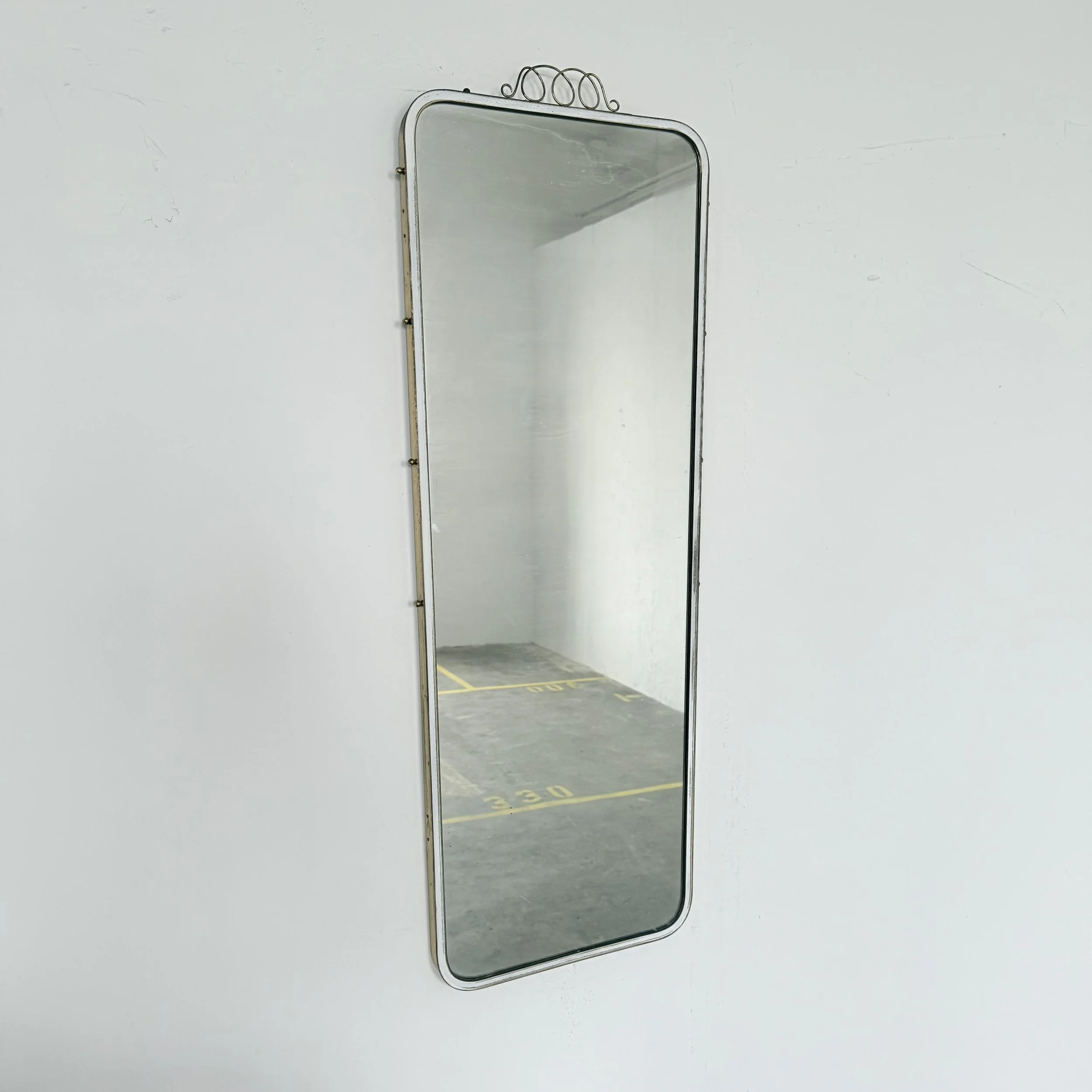 Large Mid Century Brass Mirror, 1950s