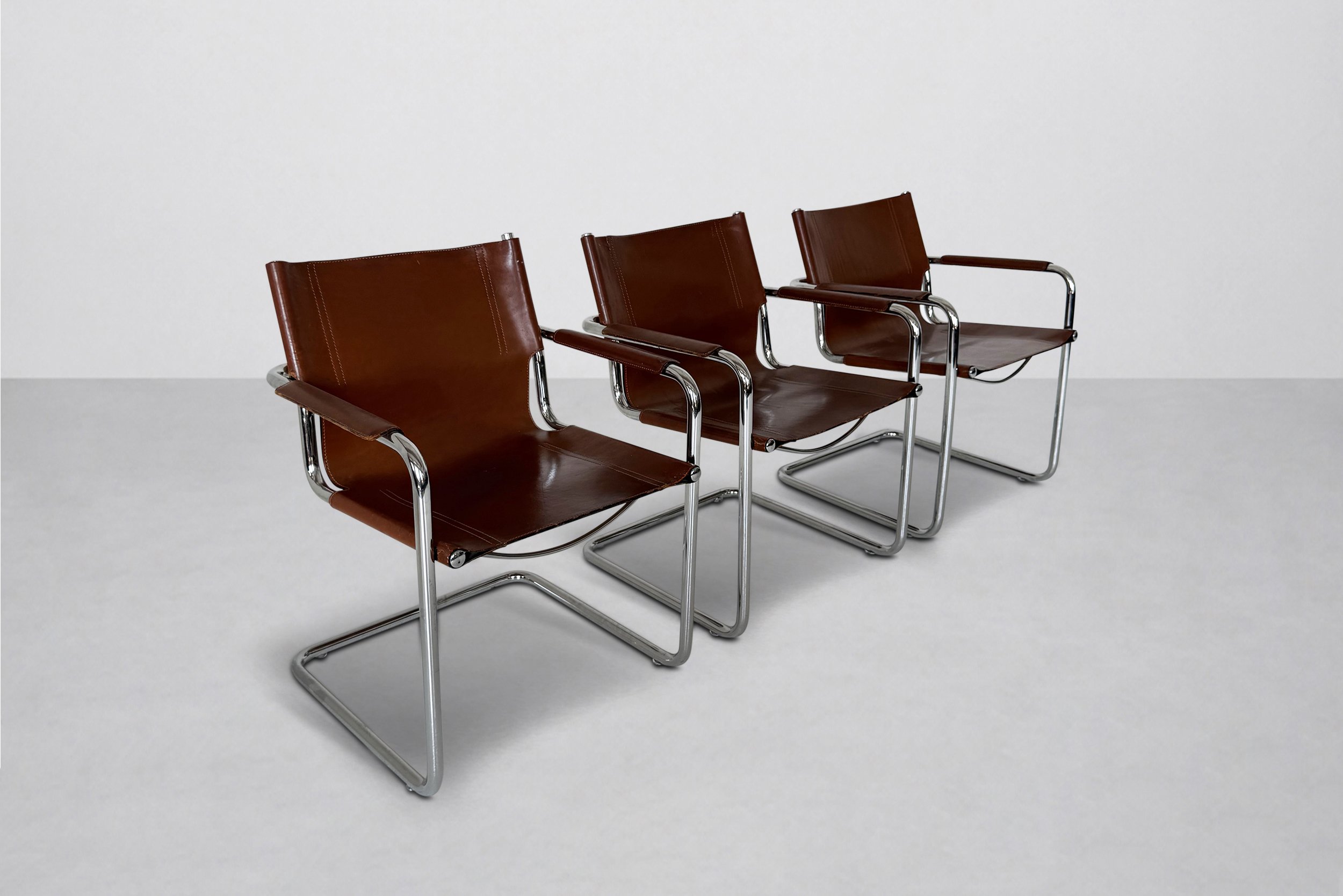 Set of 3 Matteo Grassi Chairs, Italy 1970s