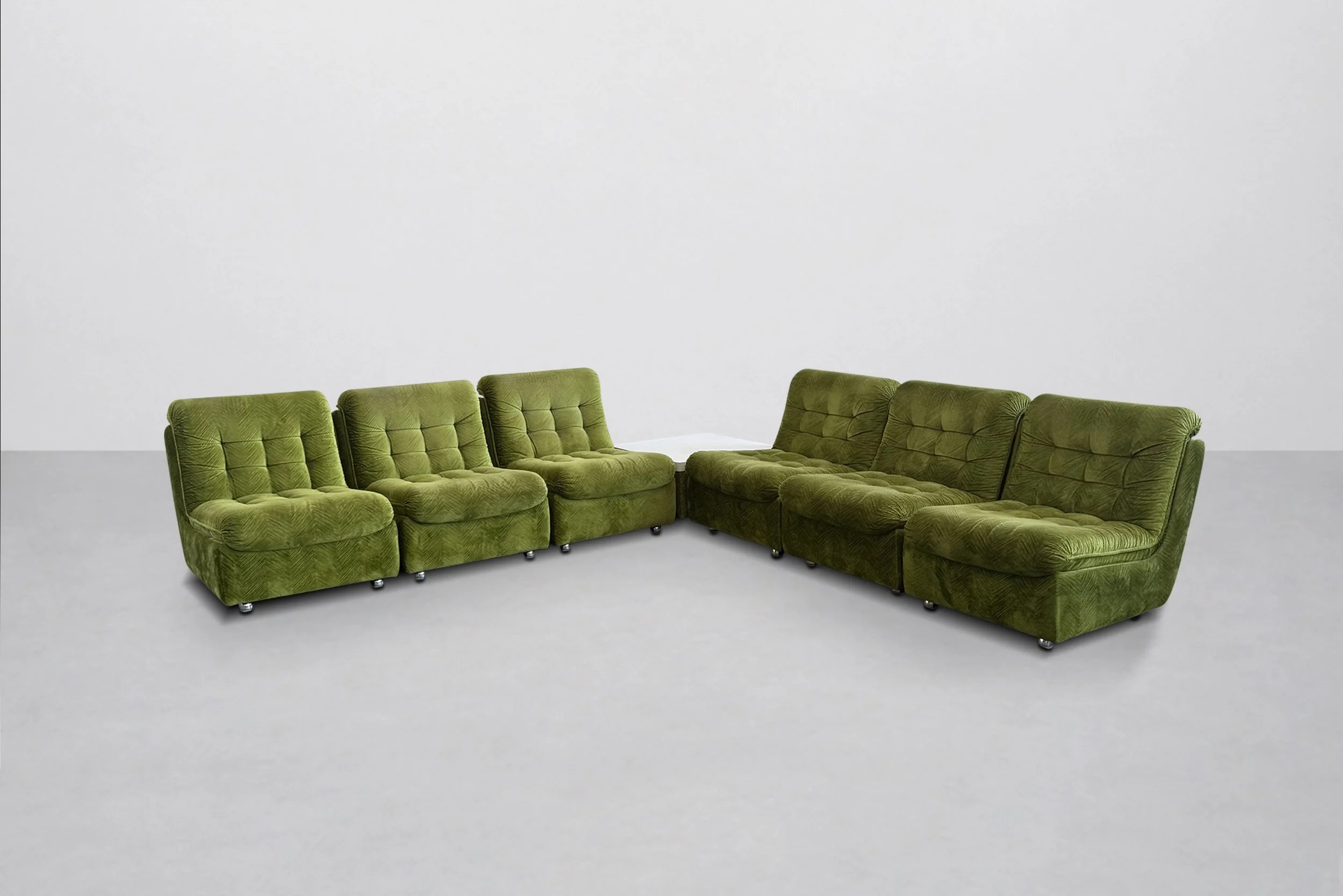 Stylish Green Velvet Modular Sofa by Wittmann, Austria 1960s