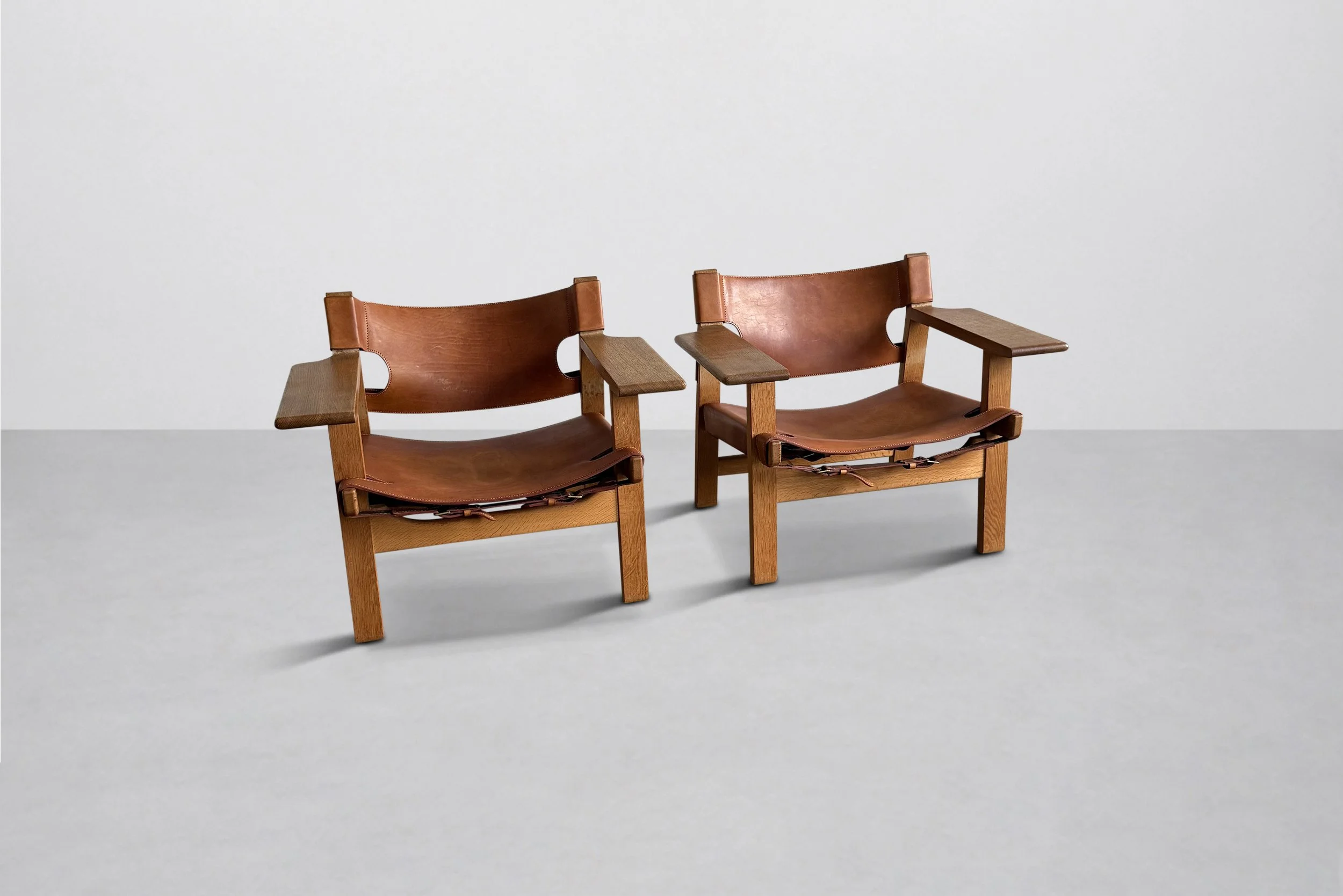 Pair of Børge Mogensen Spanish Chairs, Denmark 1958