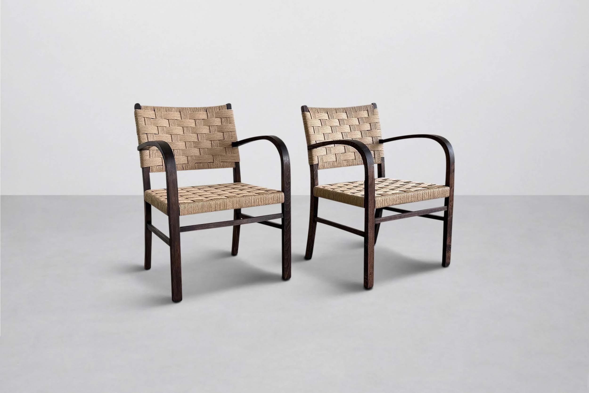 Pair of Bauhaus Art Deco Armchairs, 1930