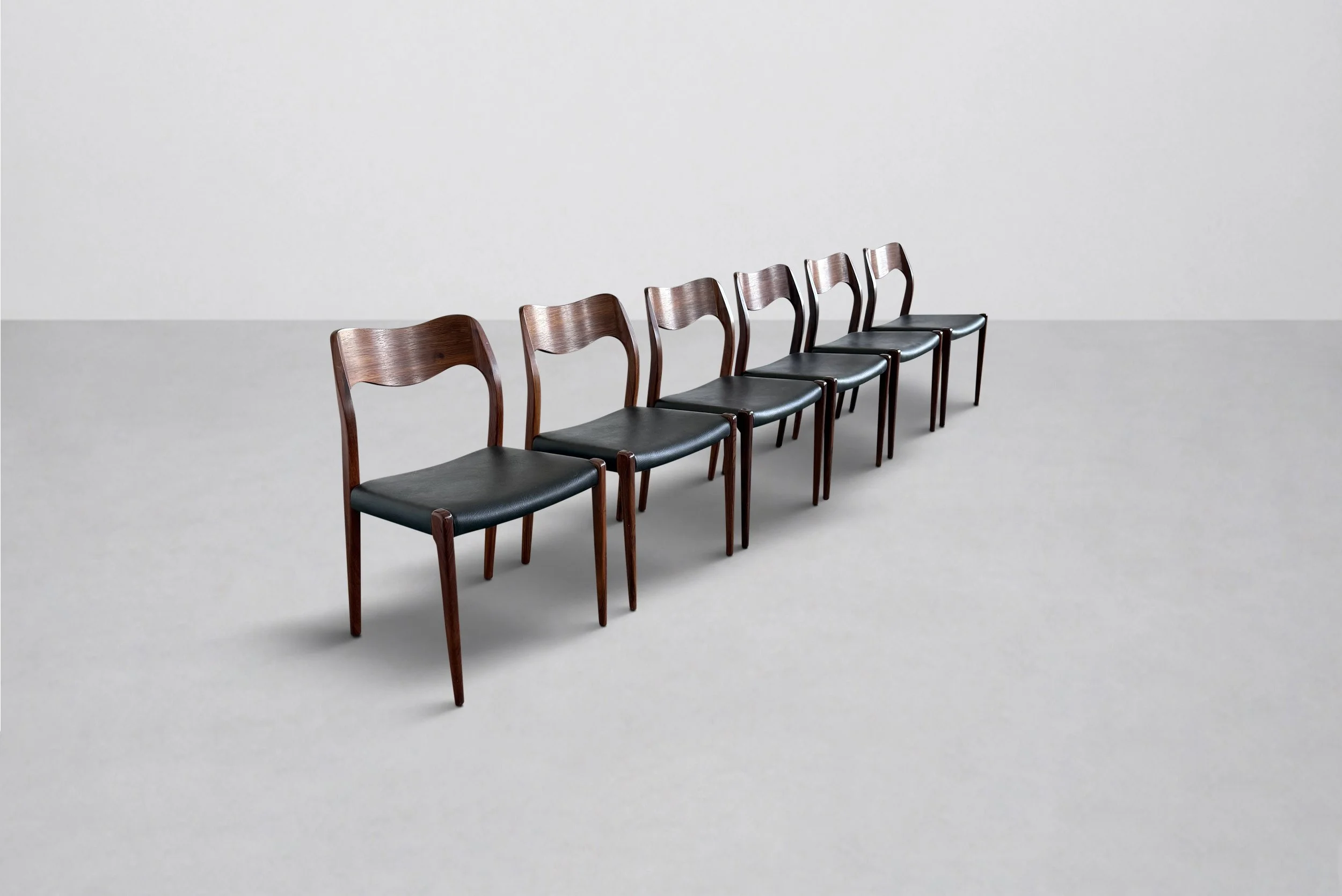 Set of 6 Niels O. Møller Dining Chairs, Model 71, Denmark 1960s