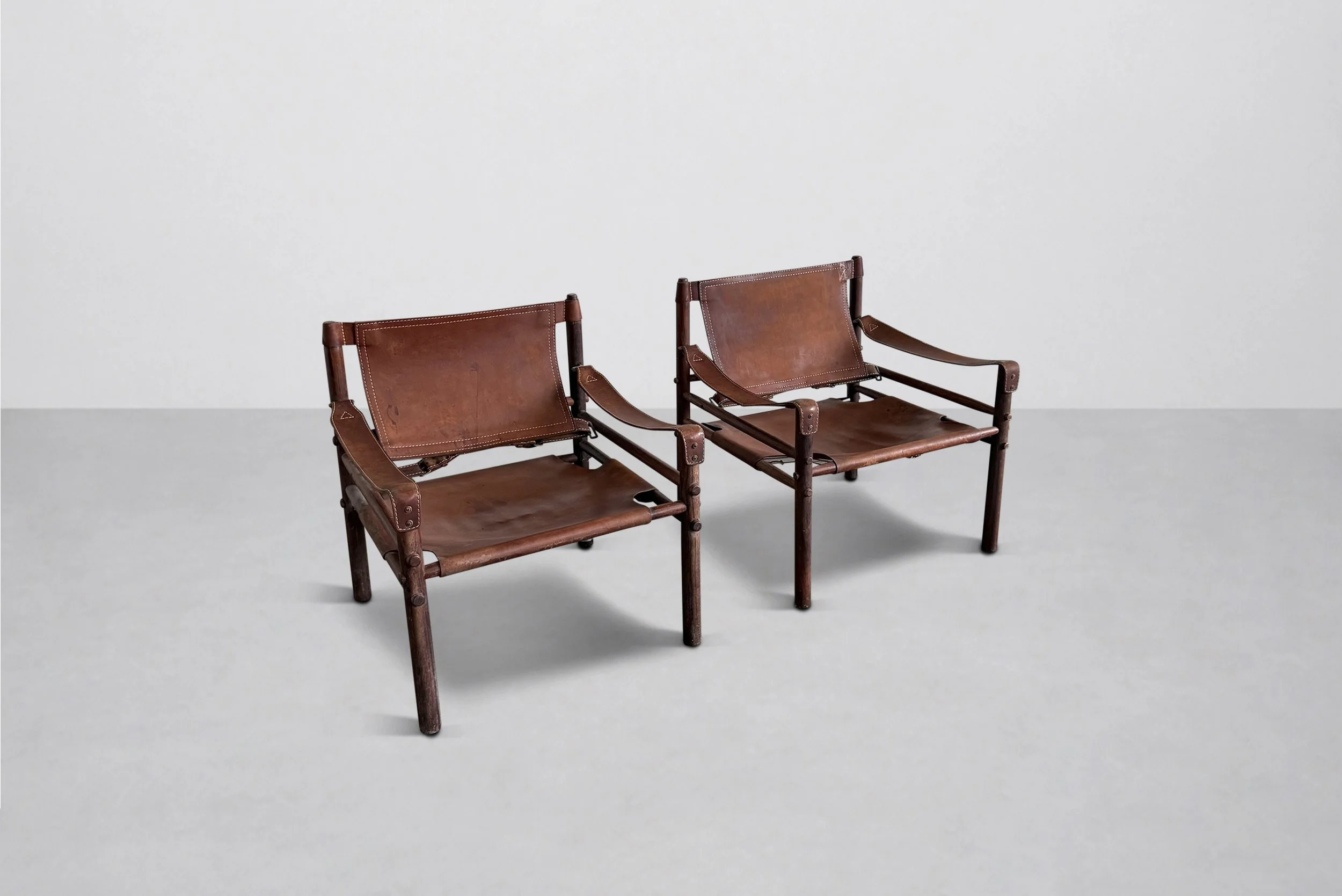 Pair of Arne Norell Safari Chairs, Model Scirocco, Sweden 1960s