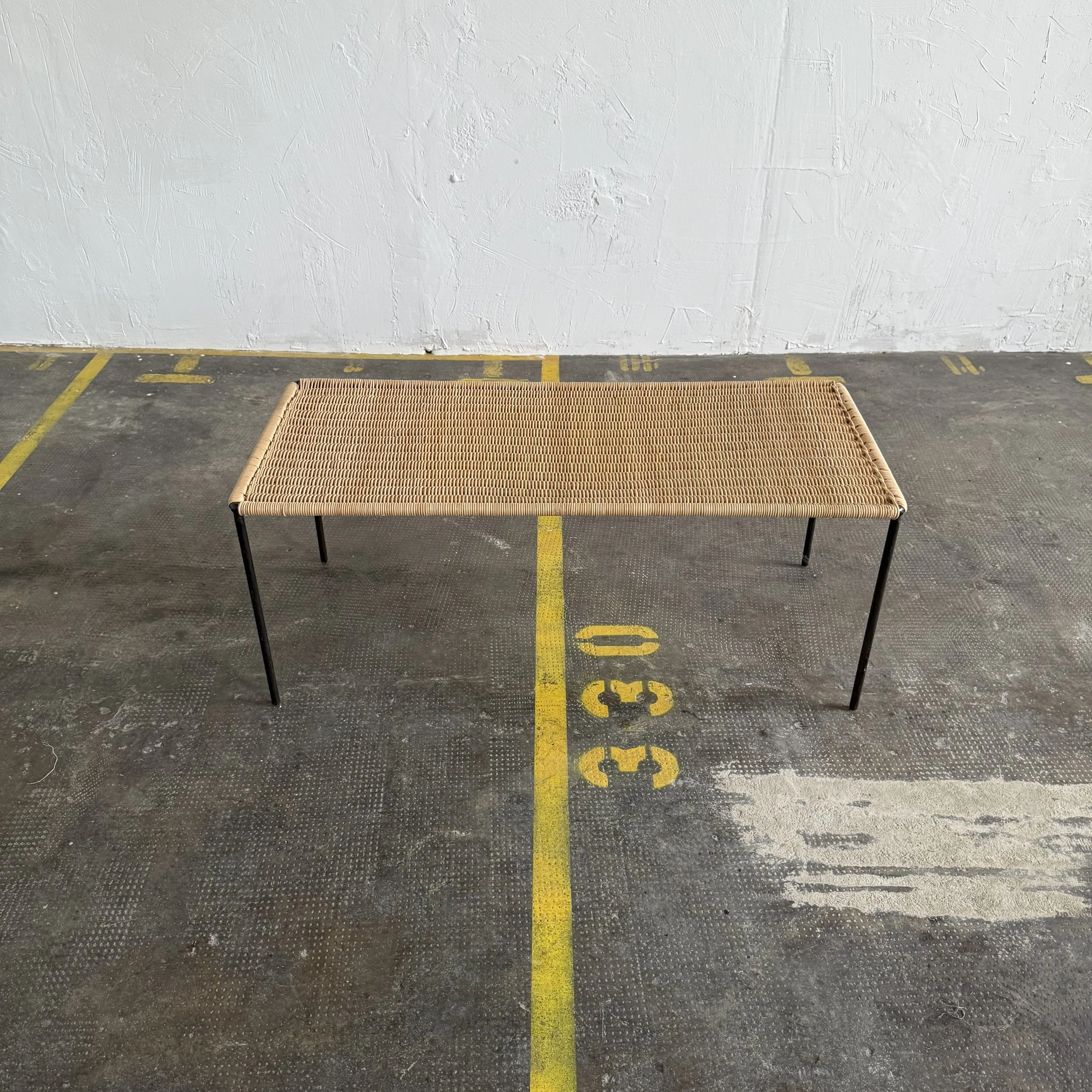 Large Carl Auböck Wicker Table, Austria 1950s