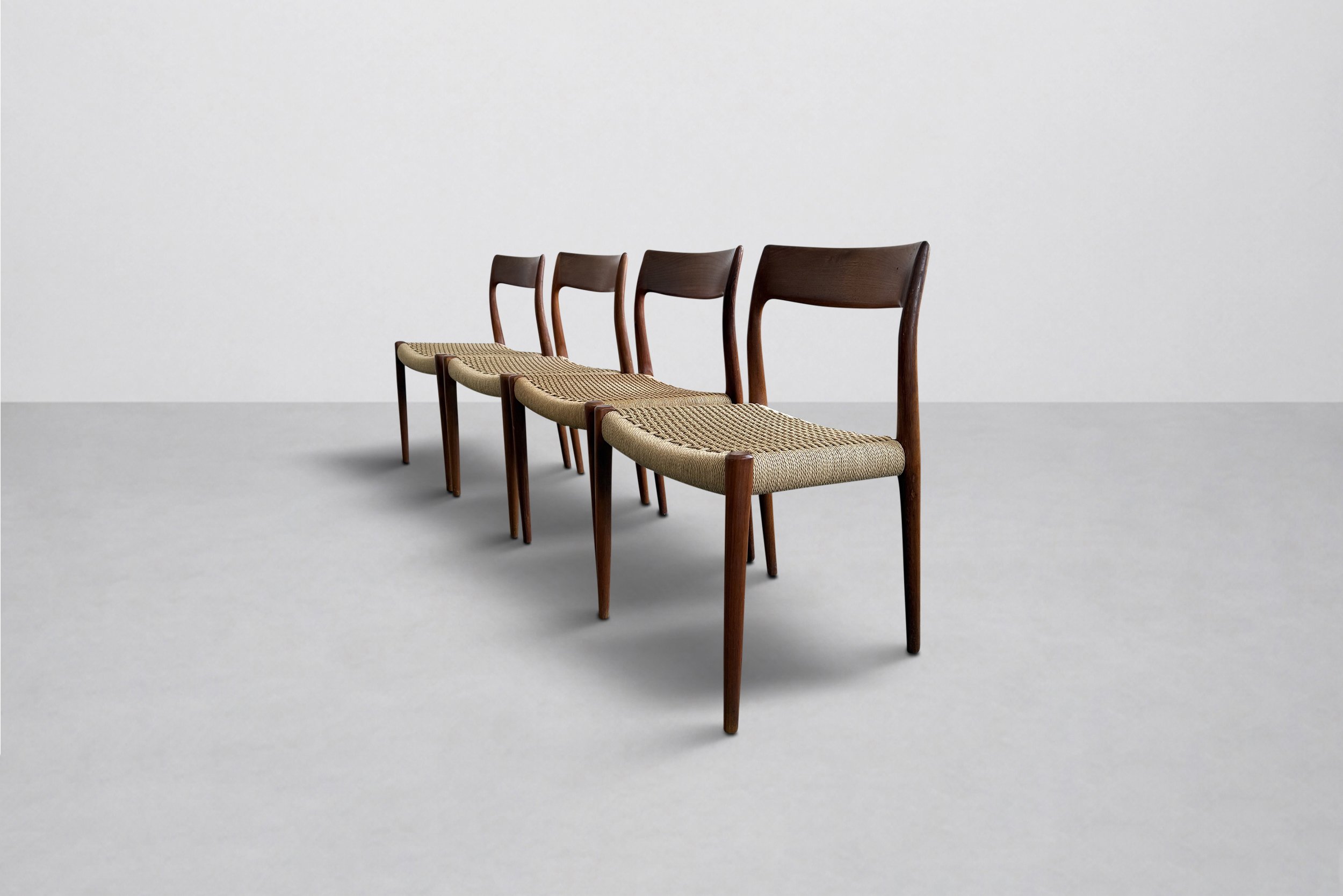 Set of 4 Niels O. Møller Teak Dining Chairs, Model 77, Denmark 1960s