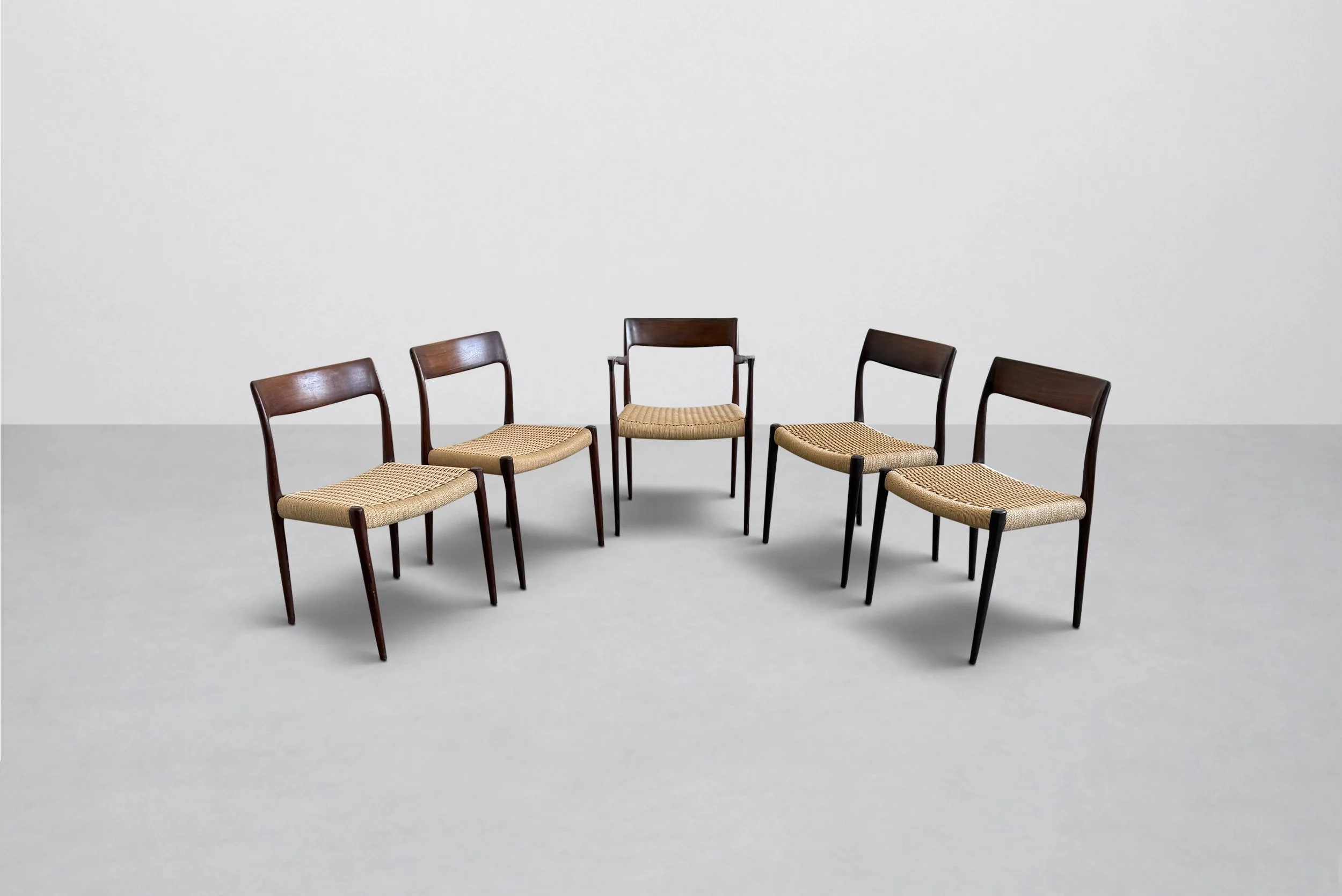 Set of 5 Niels Otto Møller Dining Chairs, Denmark 1960s