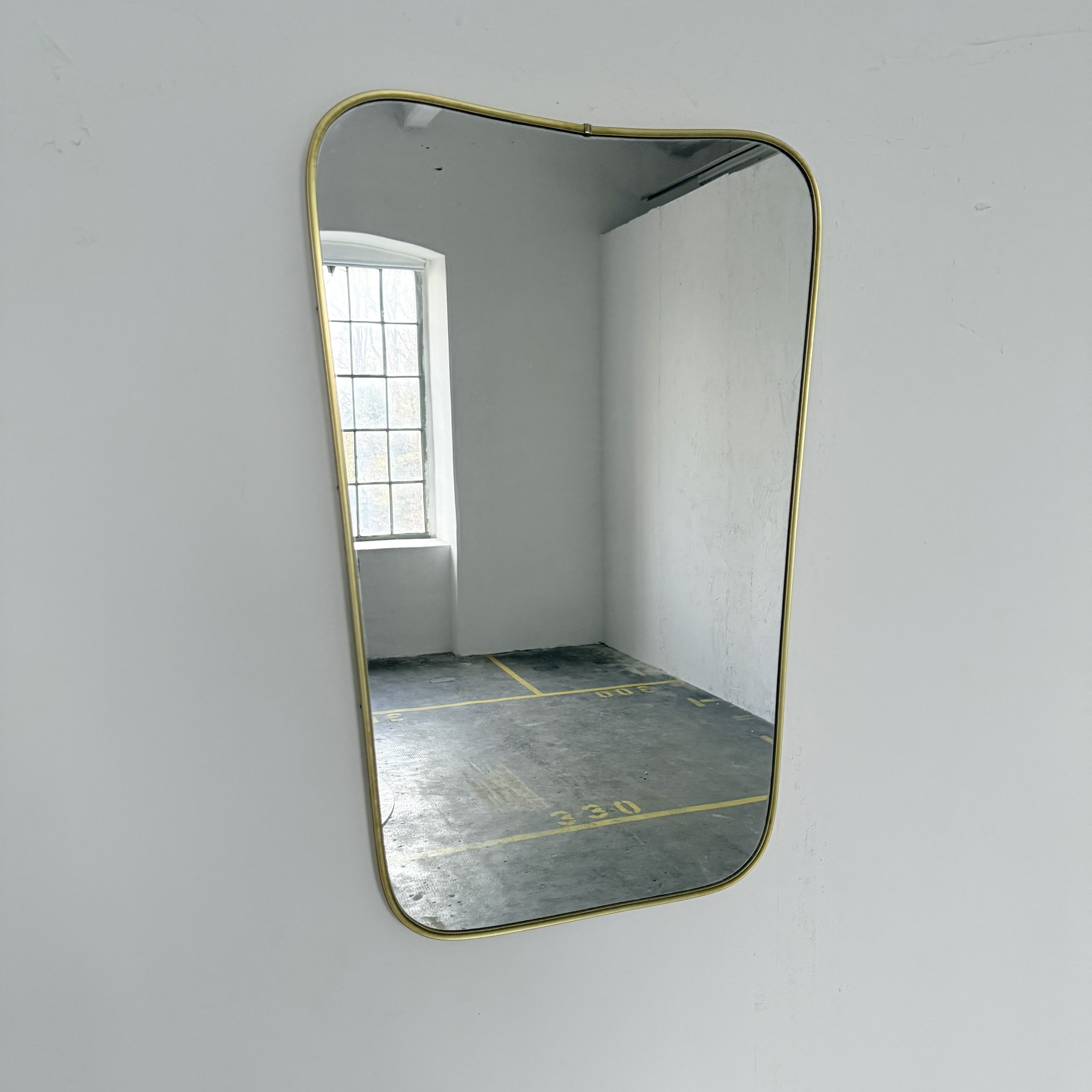 Mid Century Brass Mirror, 1950s