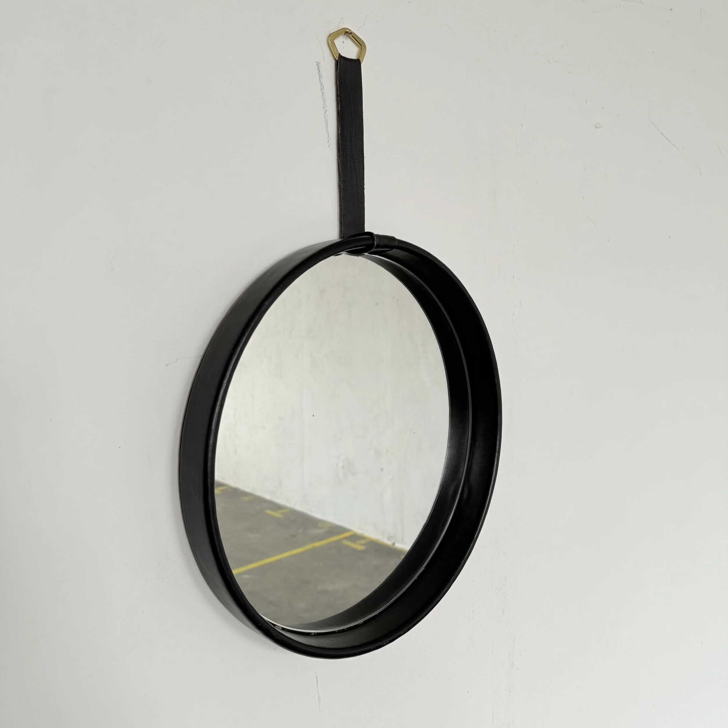Mid Century Leather Mirror, Scandinavia 1960s