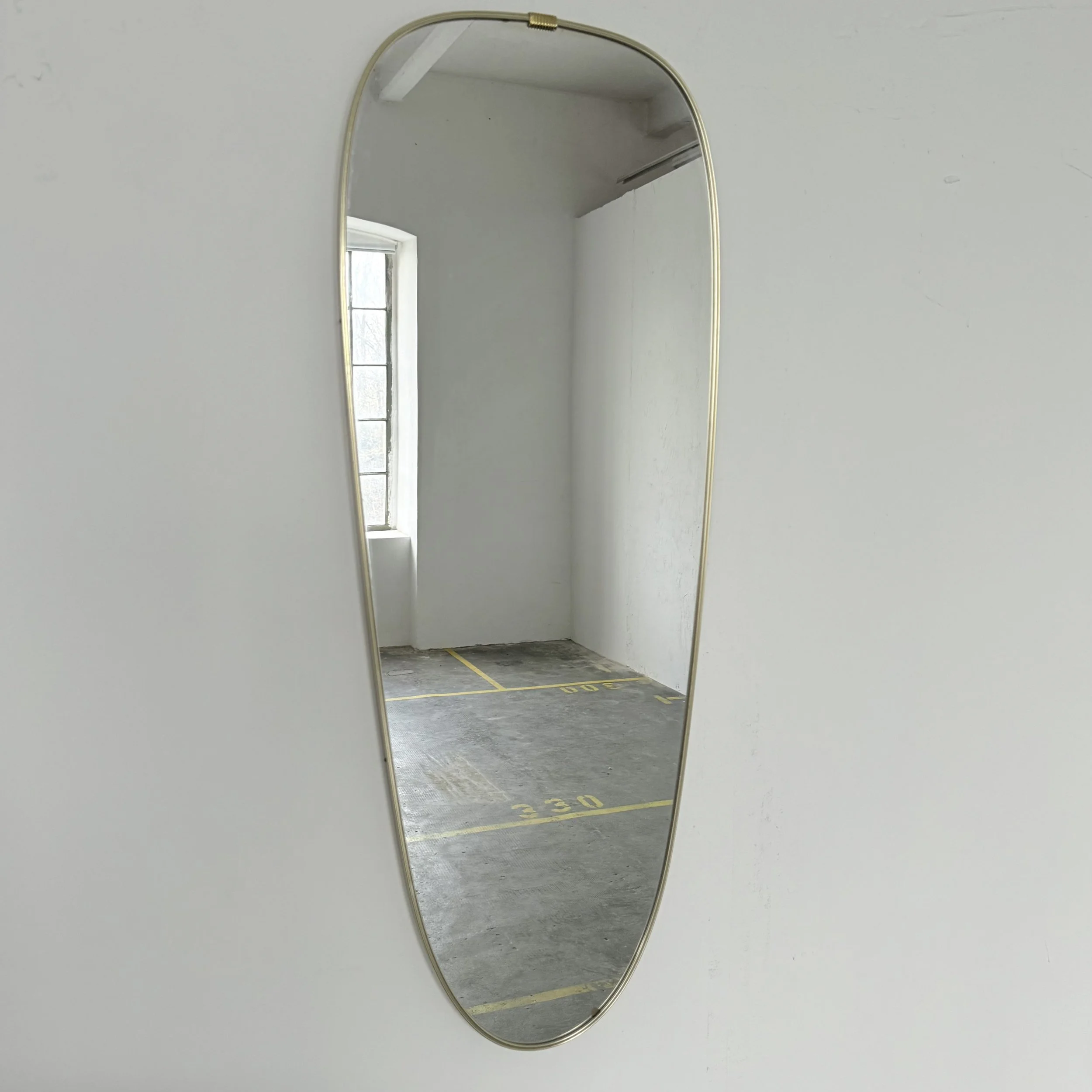 Large Mid Century Brass Mirror, 1950s