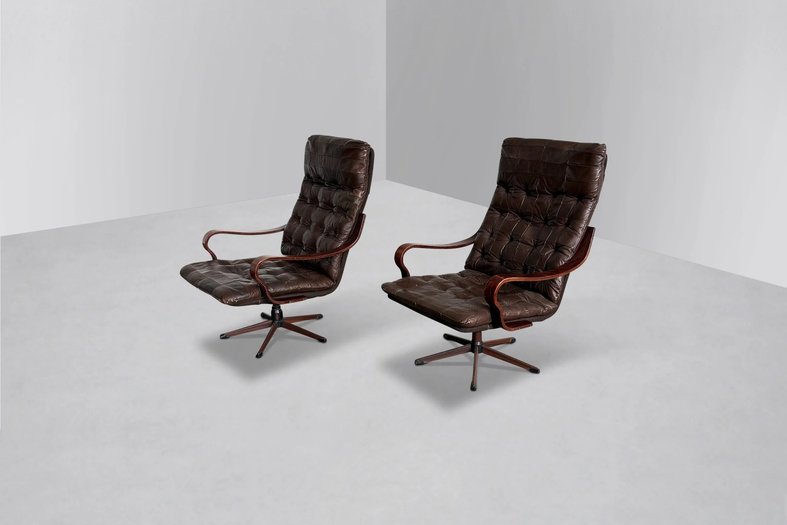 Patchwork Leather Armchairs by Westnofa, Norway