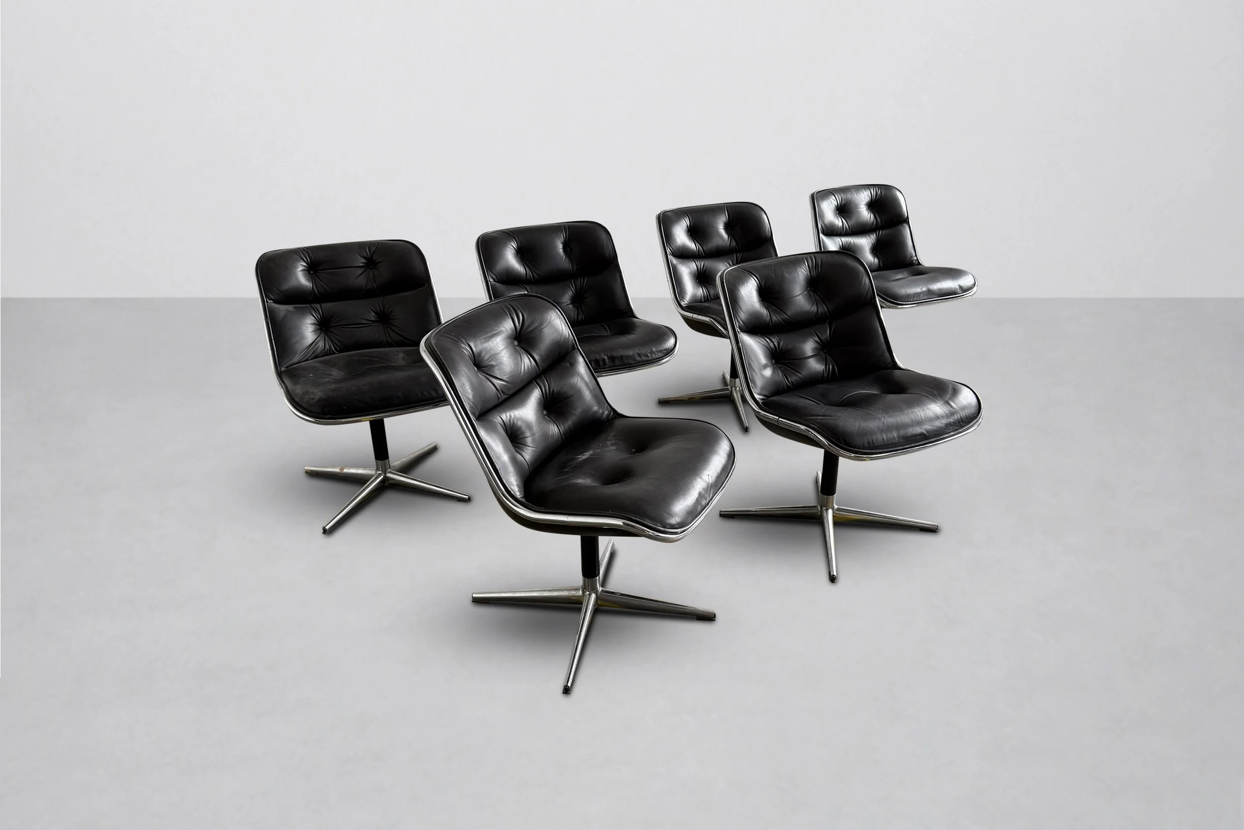 Set of 6 Vintage Charles Pollock Executive Chairs for Knoll International