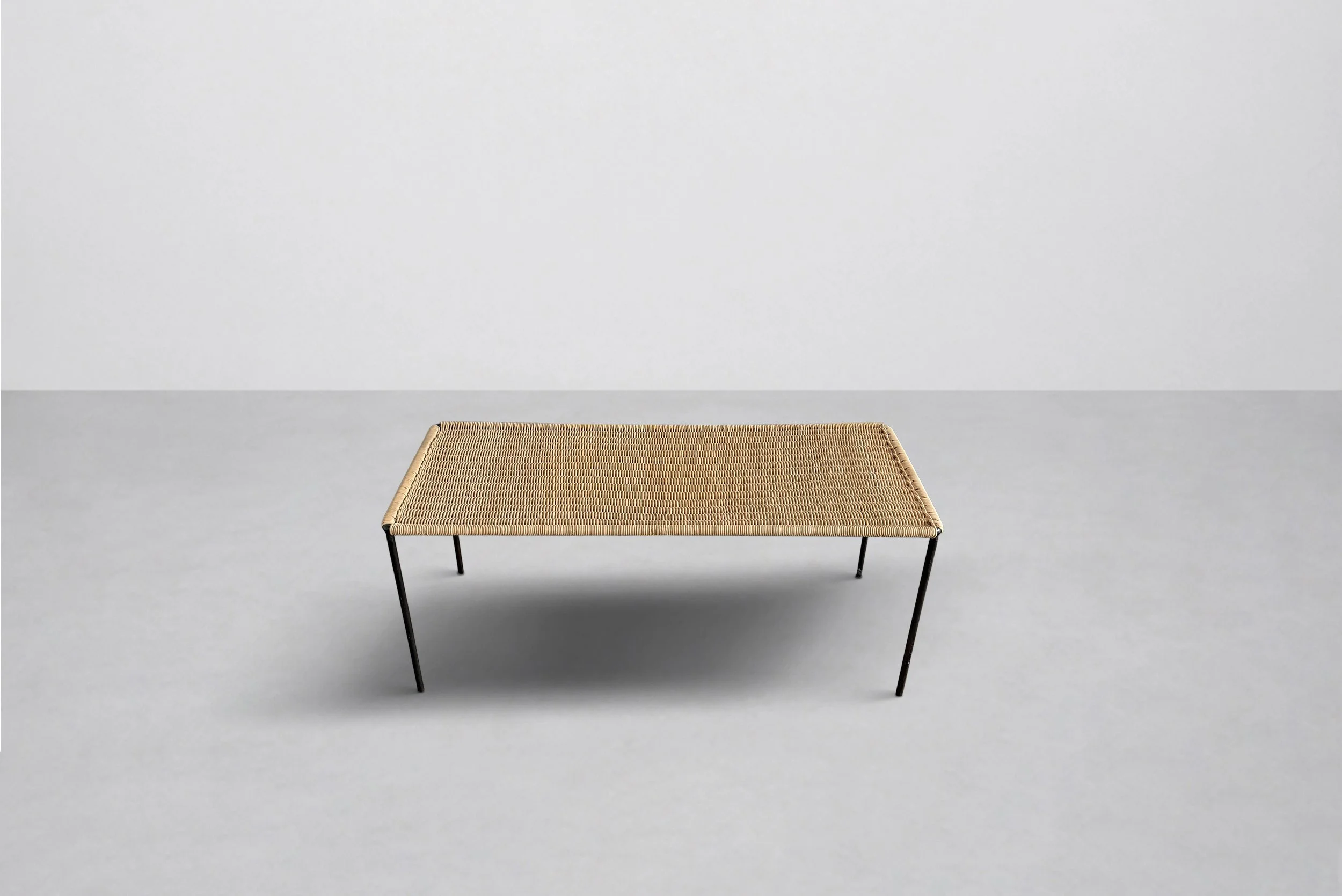 Large Carl Auböck Wicker Table, Austria 1950s