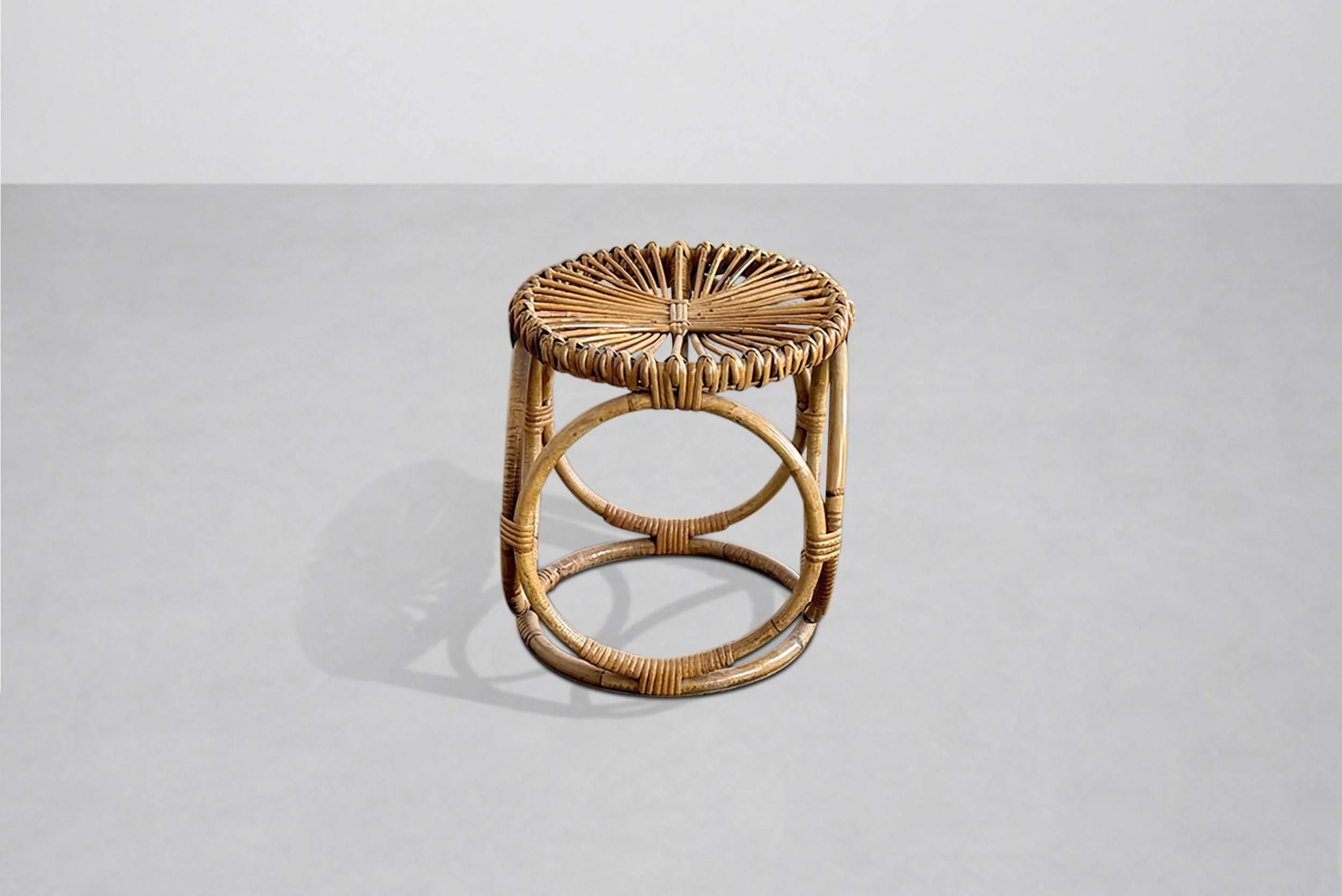 Organic Shaped Wicker Stool, Italy 1960s