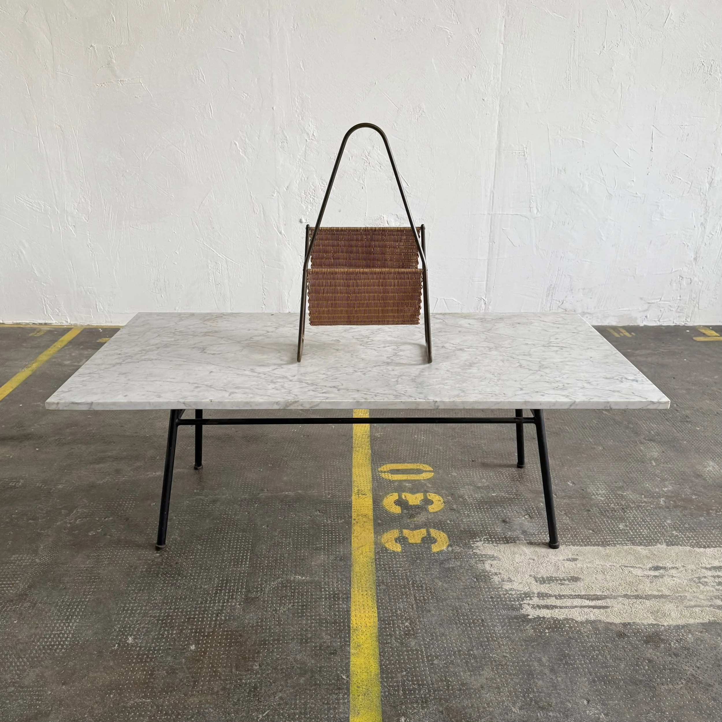 Carl Auböck Brass Wicker Magazine Rack, Austria 1950s