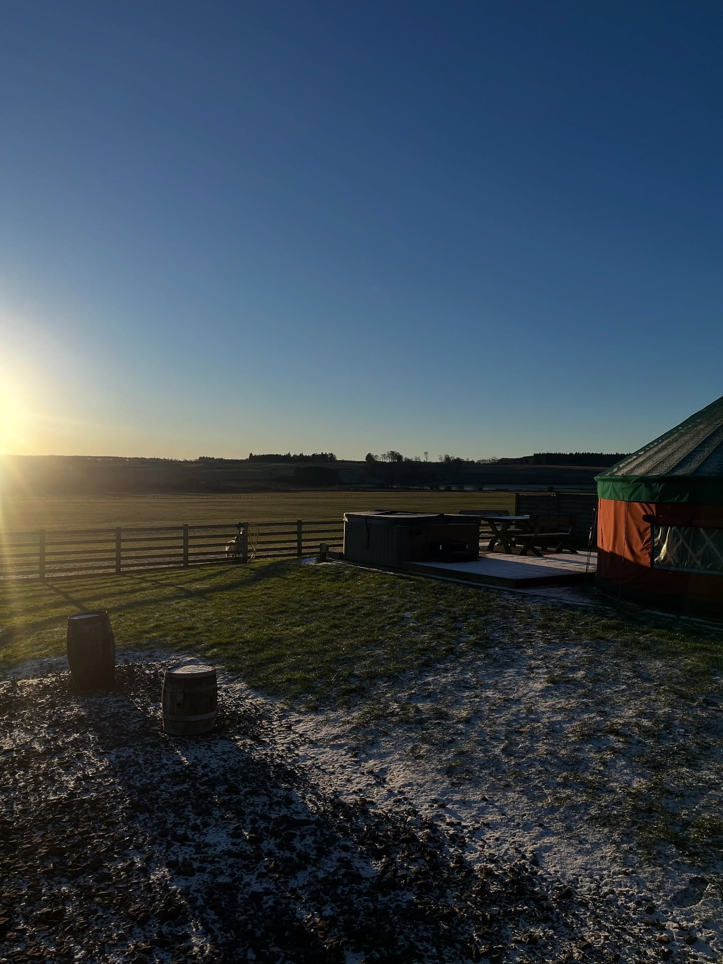 Snow setting softly over our yurts ❄️

Sleeps up to six. Bring the dog. Light the fire. Fire up the BBQ if you dare. Sink into the hot tub and watch the snow fall.

This is winter done properly at bachilton farm. Glampinf style yurts wrapped in beaut