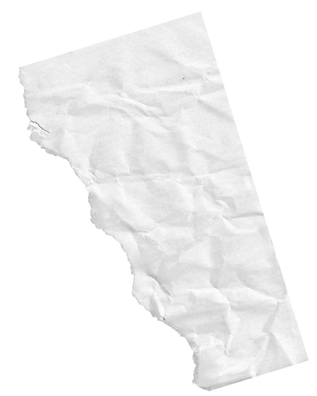 A crumpled piece of white paper
