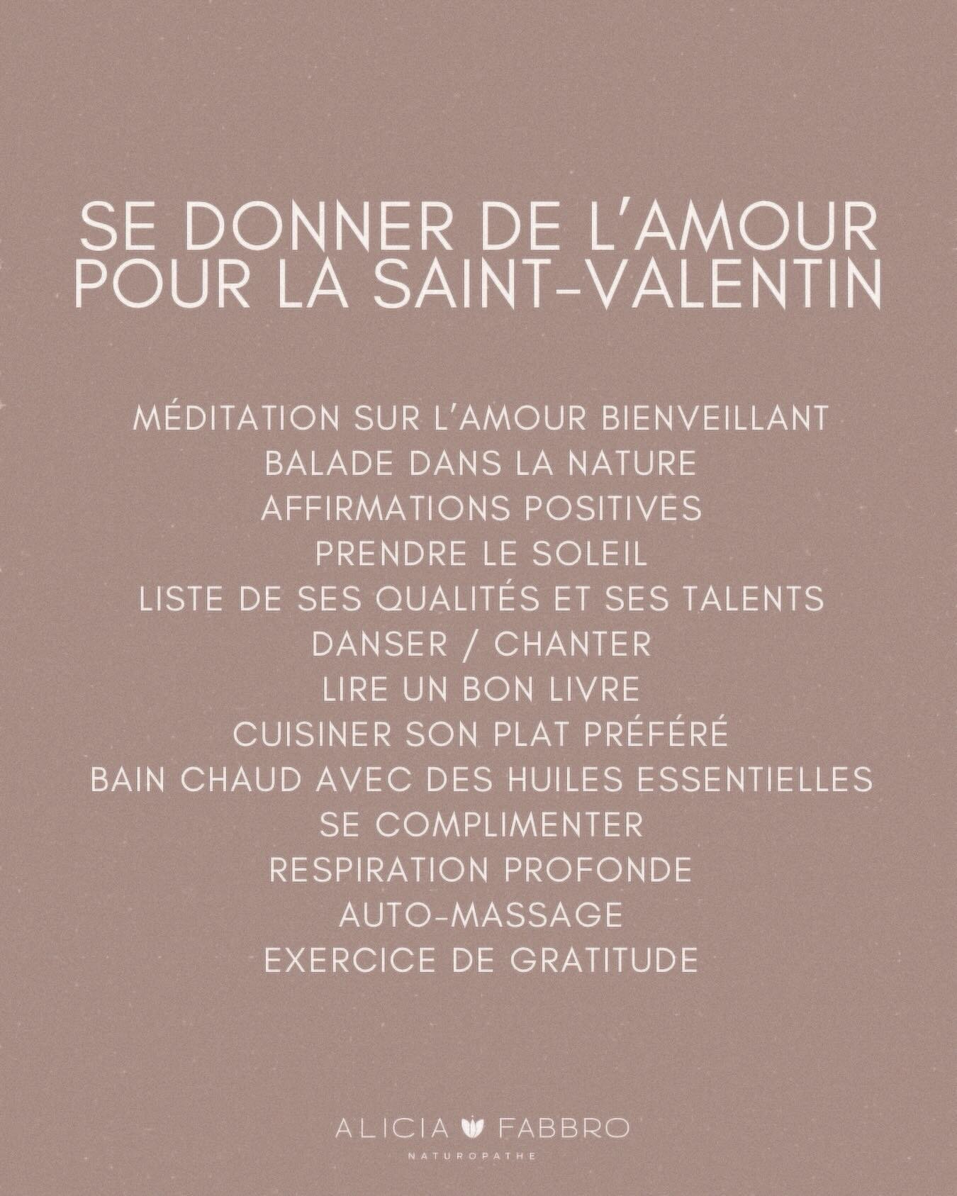 Prendre soin de soi et se donner de l&rsquo;amour est indispensable dans le processus de gu&eacute;rison &eacute;motionnelle. 🫶

Ce jour n&rsquo;est pas r&eacute;serv&eacute; aux couples, c&rsquo;est aussi l&rsquo;occasion de penser &agrave; soi et 