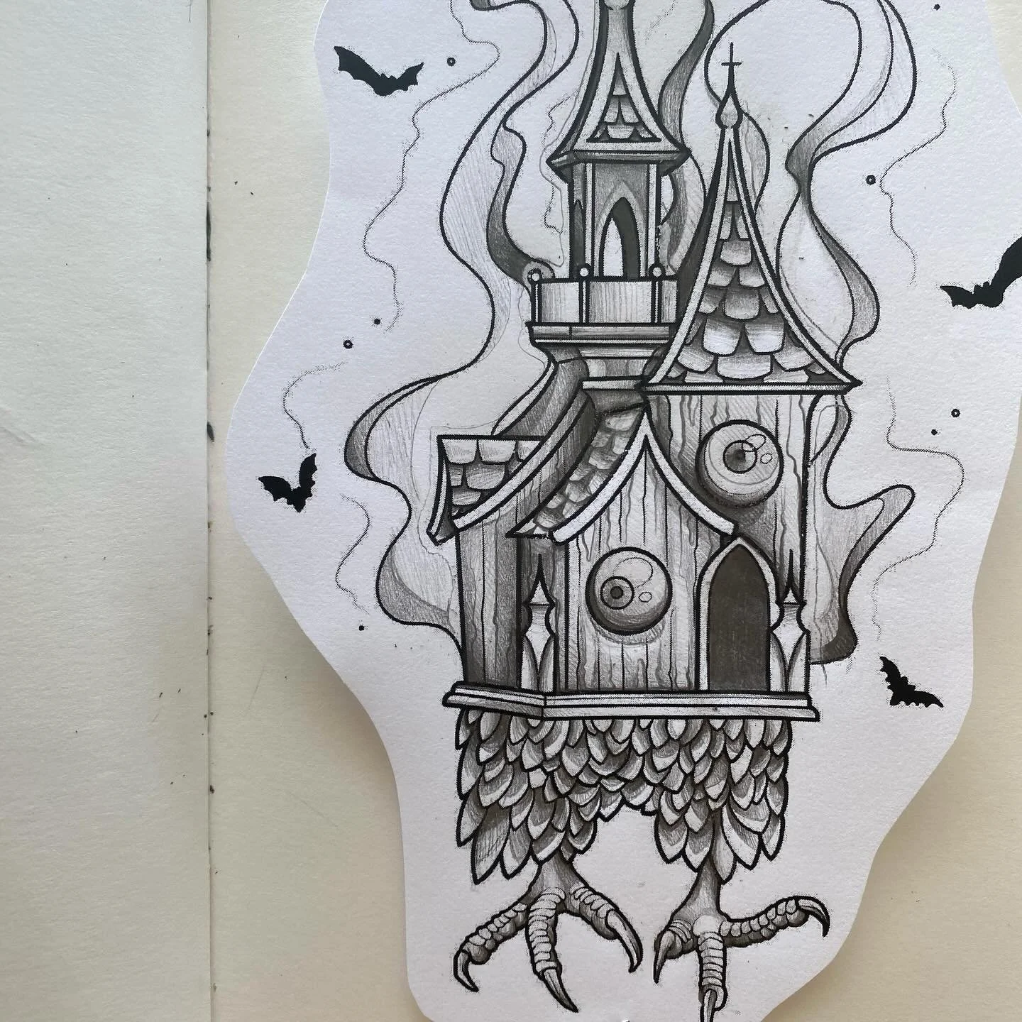 Offering this spooky Baba Yaga hut at a flat rate of $350, ideally placed on an appendage 👀 Use the link in my bio or shoot me an email to claim! 

📧 Email: sanszserif.tattoos@gmail.com
📨 Booking Form: sanszseriftattoos.com/contact

#rva #rvatatto