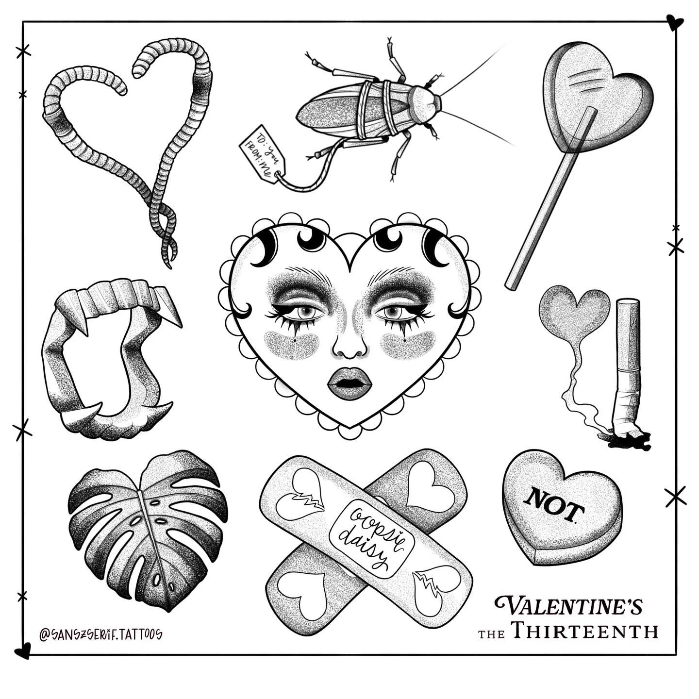💀 Valentine&rsquo;s the Thirteenth 💗 Here&rsquo;s my designs for the flash event! This Friday and Saturday @turquoisepanther.tattoo we&rsquo;ll be taking walk-ins! All the artists have created dope designs so make sure to stop by!

📧 Email: artist