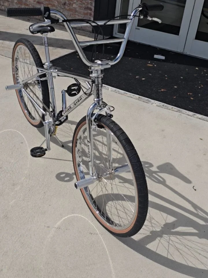 Remember the days when we were young and rode the streets all night. Fresh out of the box, 26" all chrome Hutch Trick Star. Pics don't do it justce. $2500 

#coralspringsbicycle #bikelife