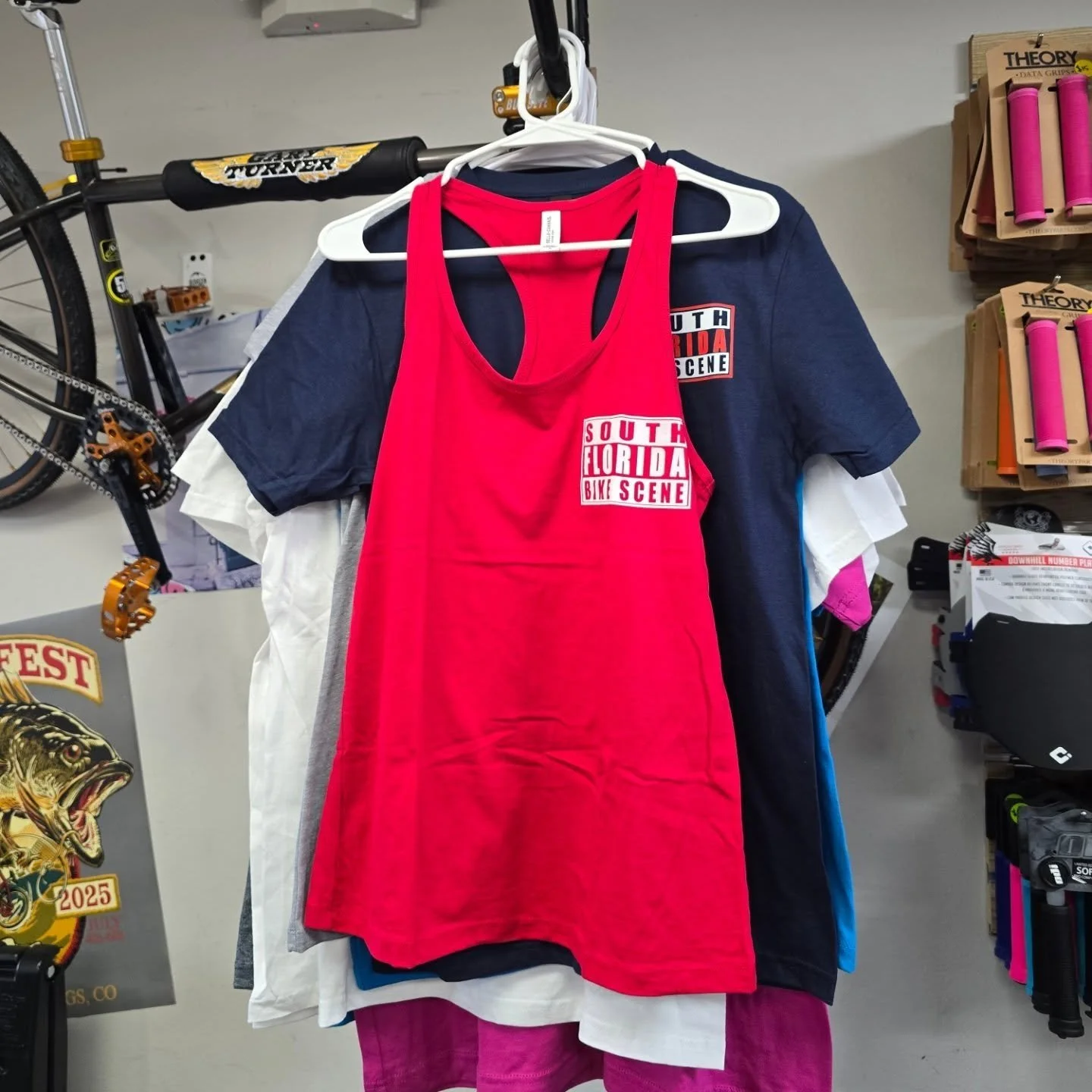 If you're part of the bike scene here in South Florida, there's no better way to let everyone know than wearing a fresh SFBS shirt. Stop by the shop and grab a South Florida Bike Scene shirt before the next ride. We have a bunch of colors and sizes i